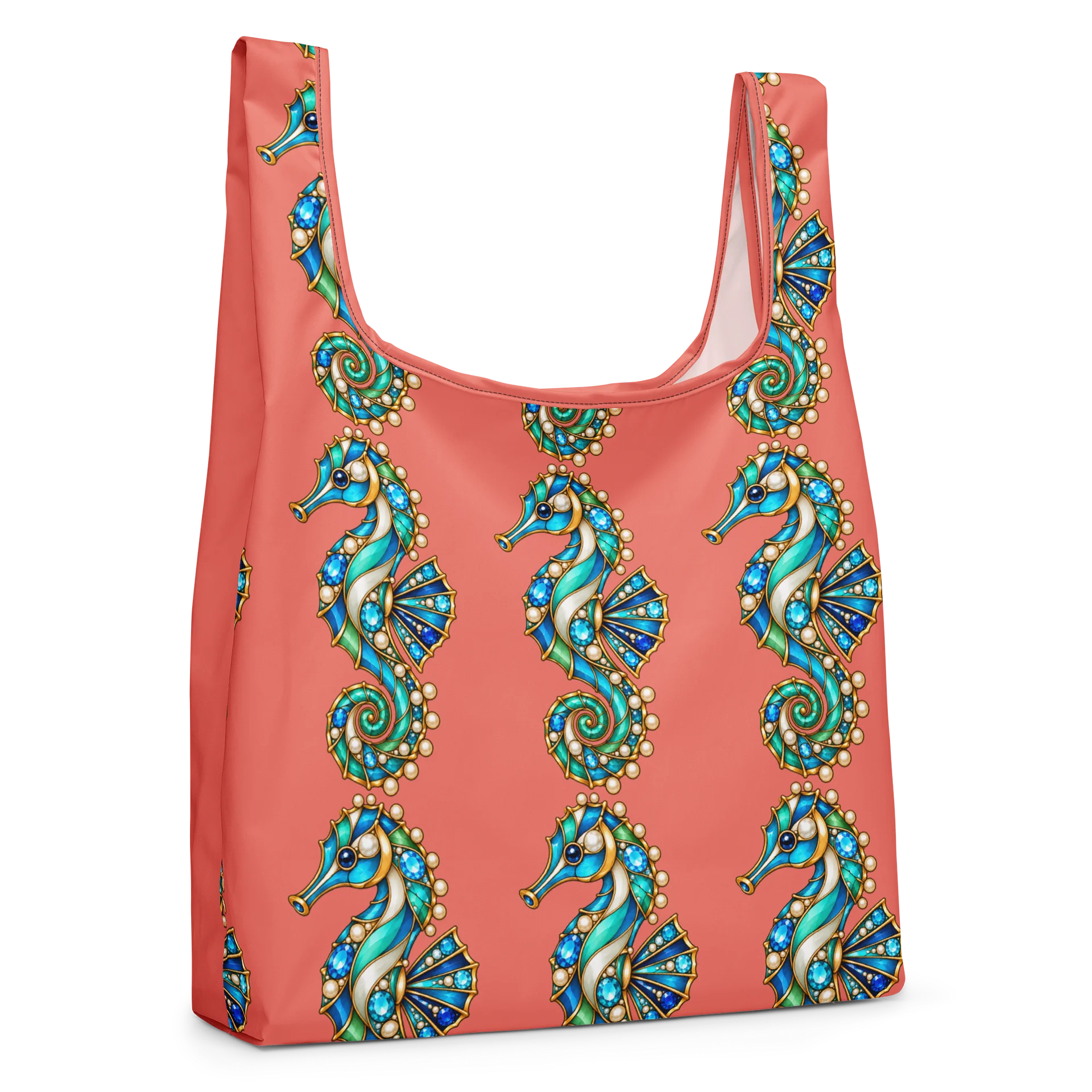 Seahorse Jeweled Brooch Coral Tote product image (4)