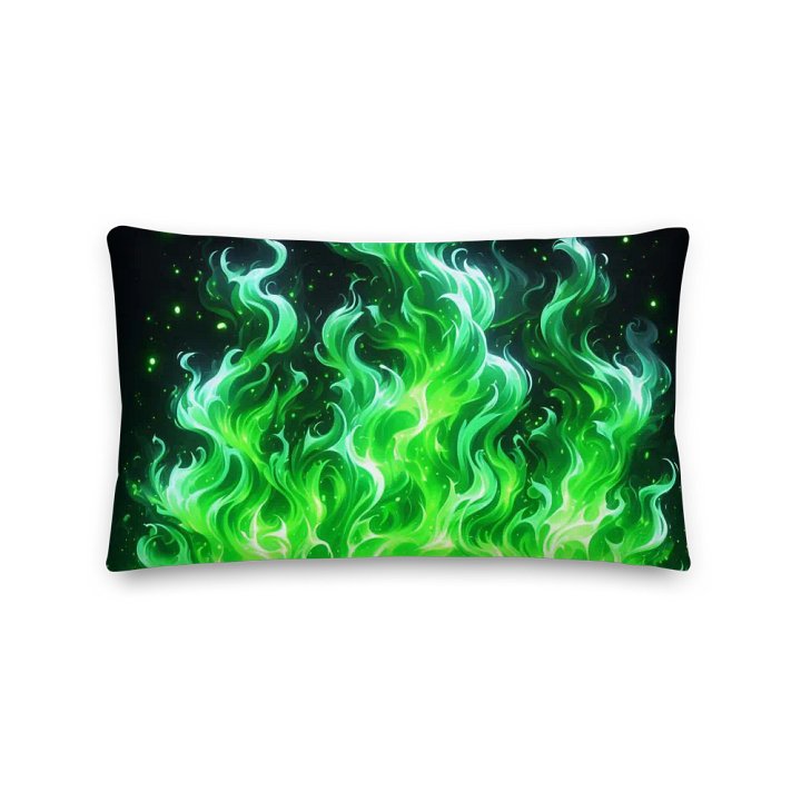 Luminous Green Fire Premium Pillow | AI Design product image (2)