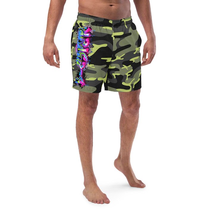 Neon Camo Splash Swim Trunks product image (1)