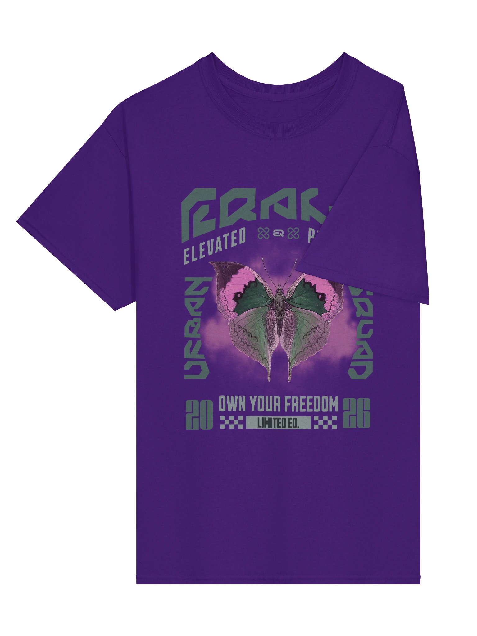 Urban Butterfly R3CVR.i Vibes Heavyweight 100% Cotton T-shirt by EQALL® Originals_Green / Cyclamen product image (29)
