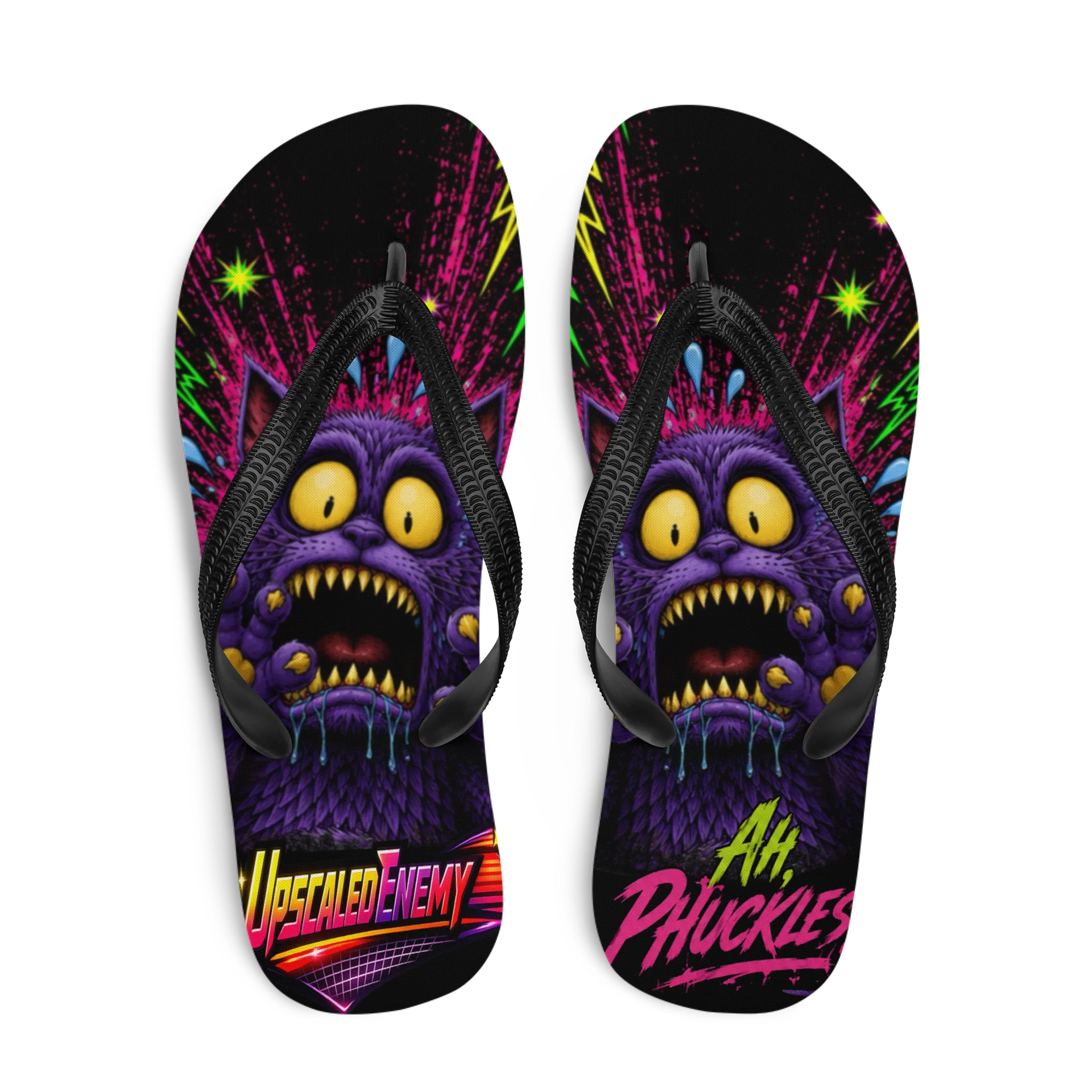 Upscaled - Don’t Step on Cheshy! Flip-Flops product image (3)