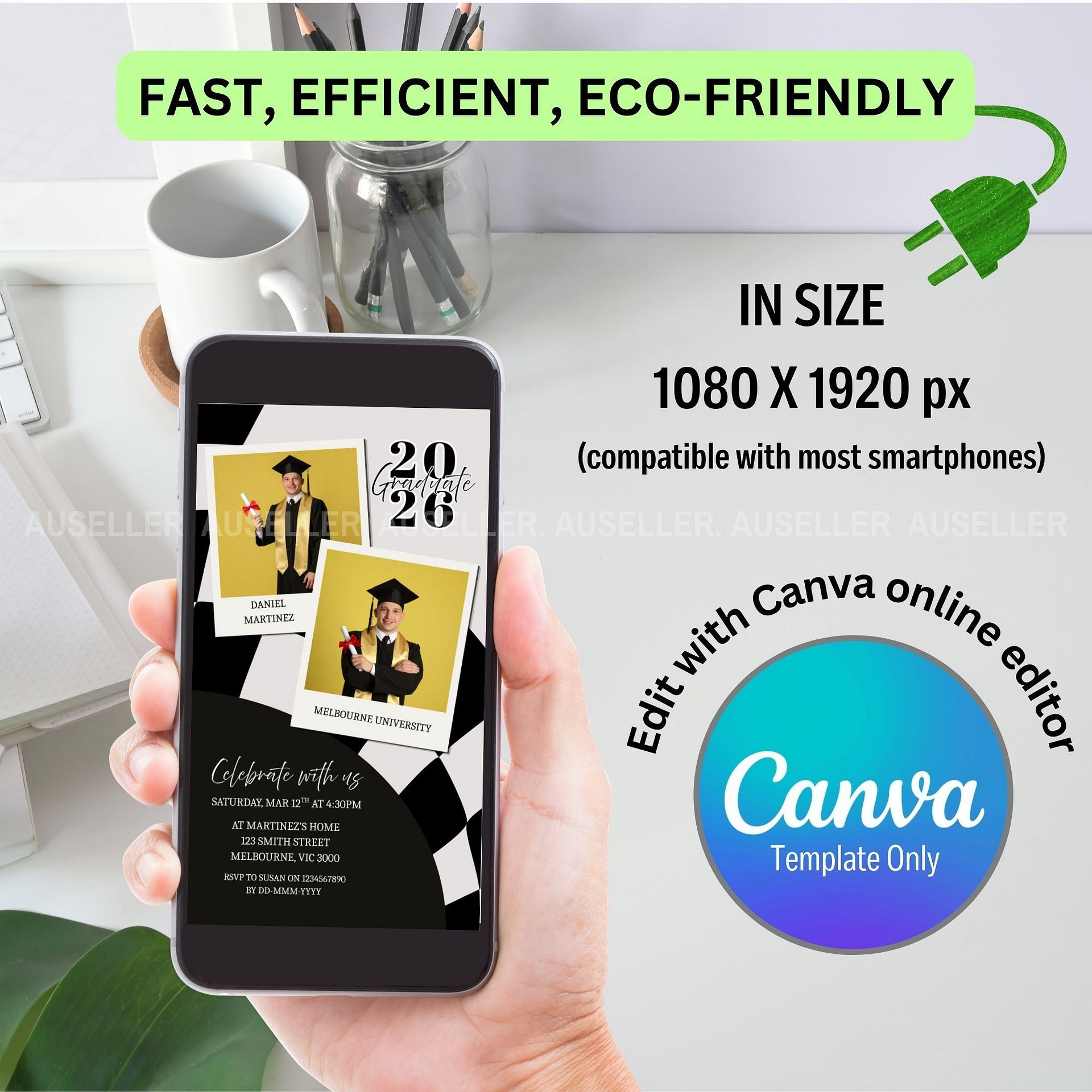Modern Graduation Invitation 2026 Editable Canva Template product image (6)