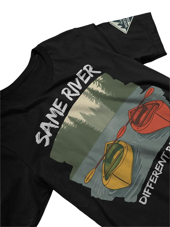 Same River, Different Paddle – Outdoorsy Couples Adventure T-Shirt product image (2)