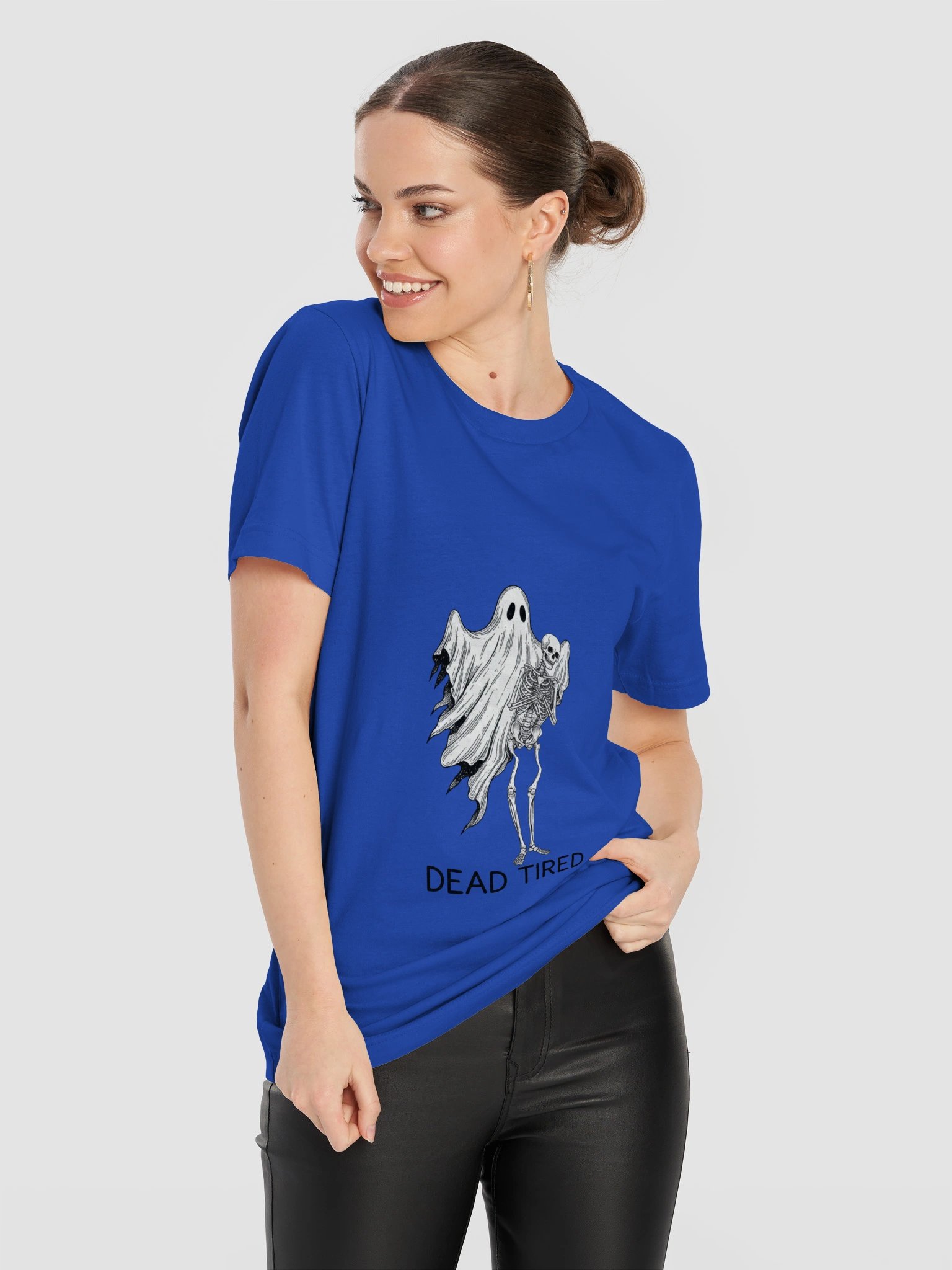 Dead Tired Ghost Skeleton Shirt, Funny Halloween T-Shirt, Vintage Spooky Graphic Tee product image (11)