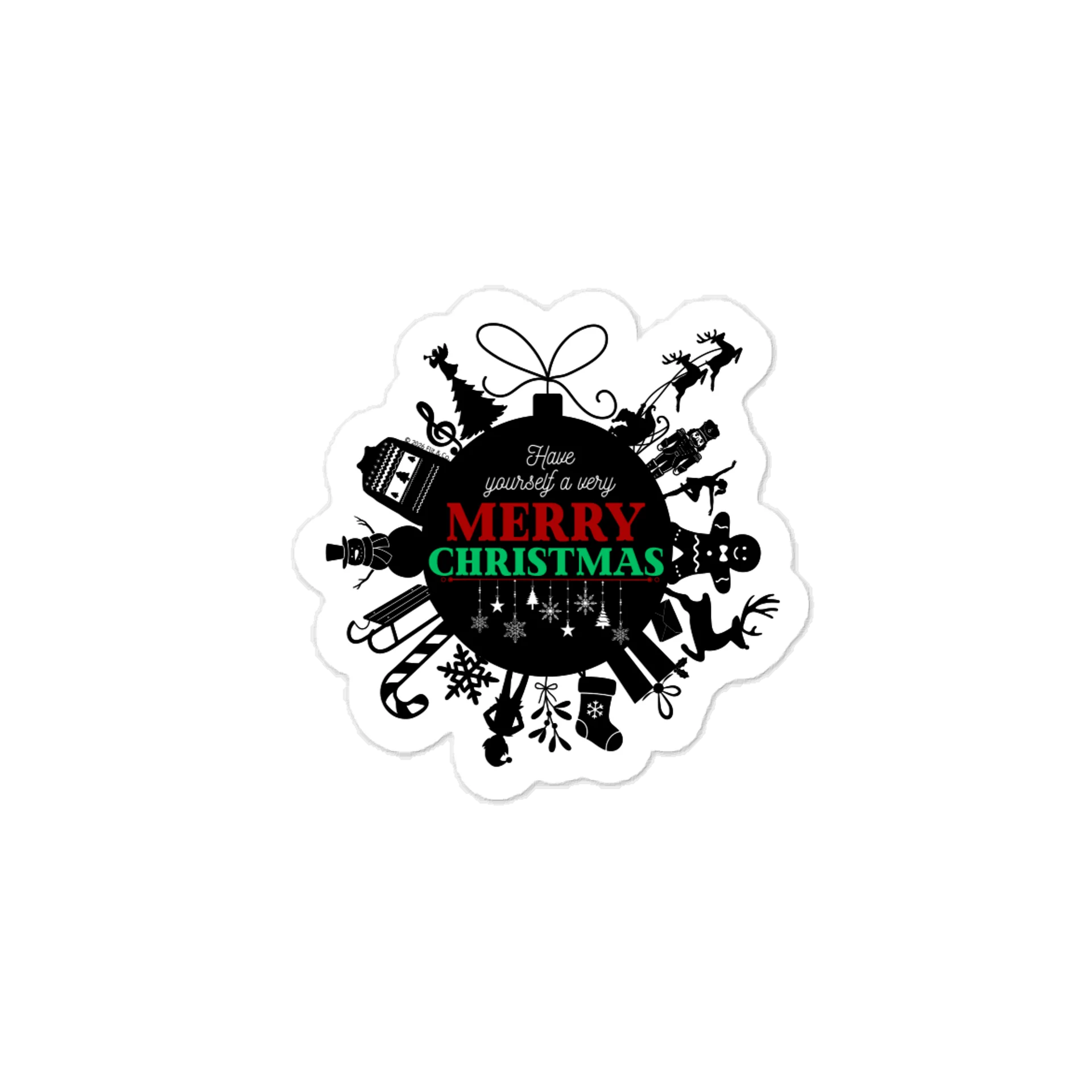 Merry Christmas Hanging Ornaments Vinyl Decal product image (1)