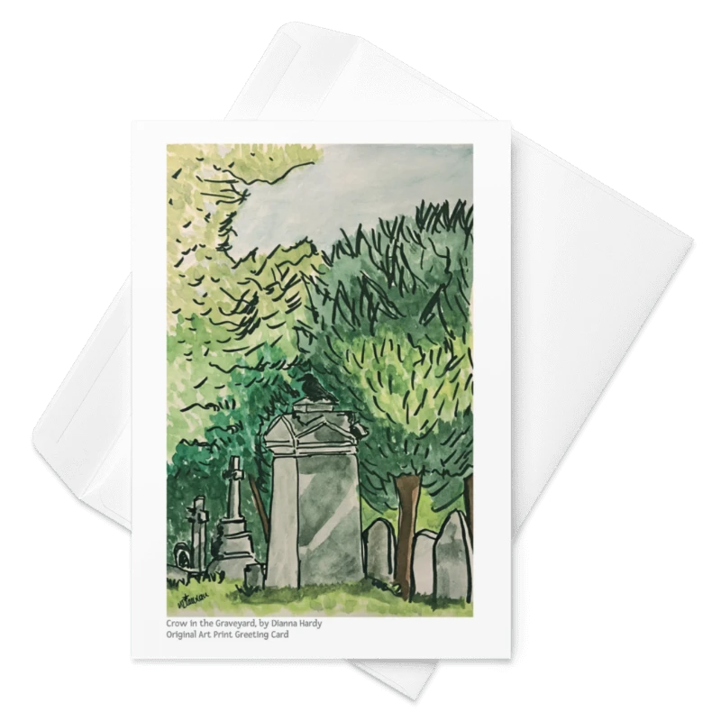 Crow in the Graveyard art print greeting card by Dianna Hardy