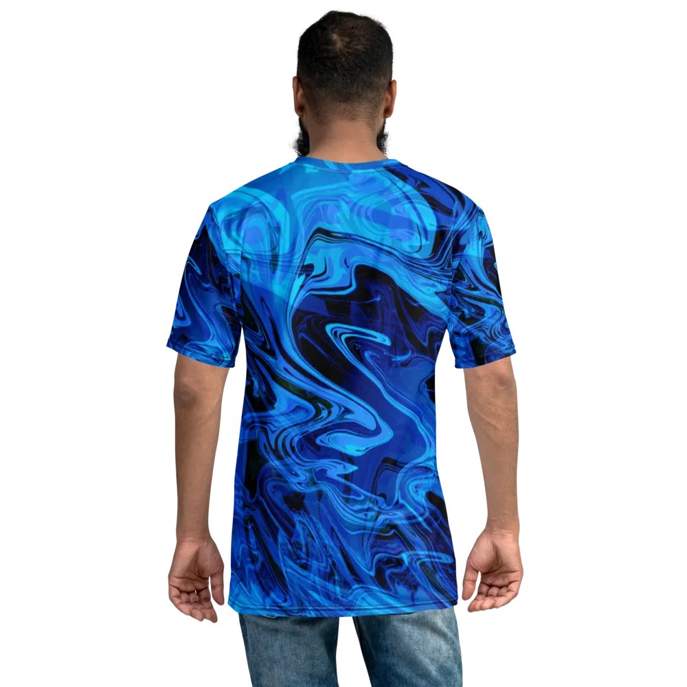Blue and Black Swarm Pattern Urban Design T-Shirt product image (8)