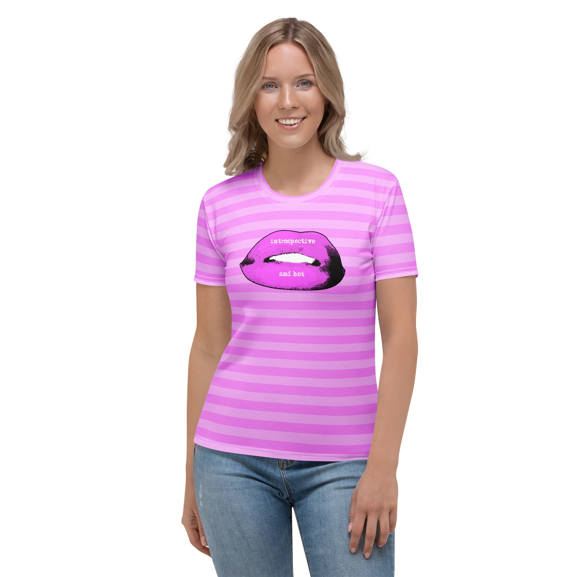 Pink Stripped Lips Designer Tee product image (1)
