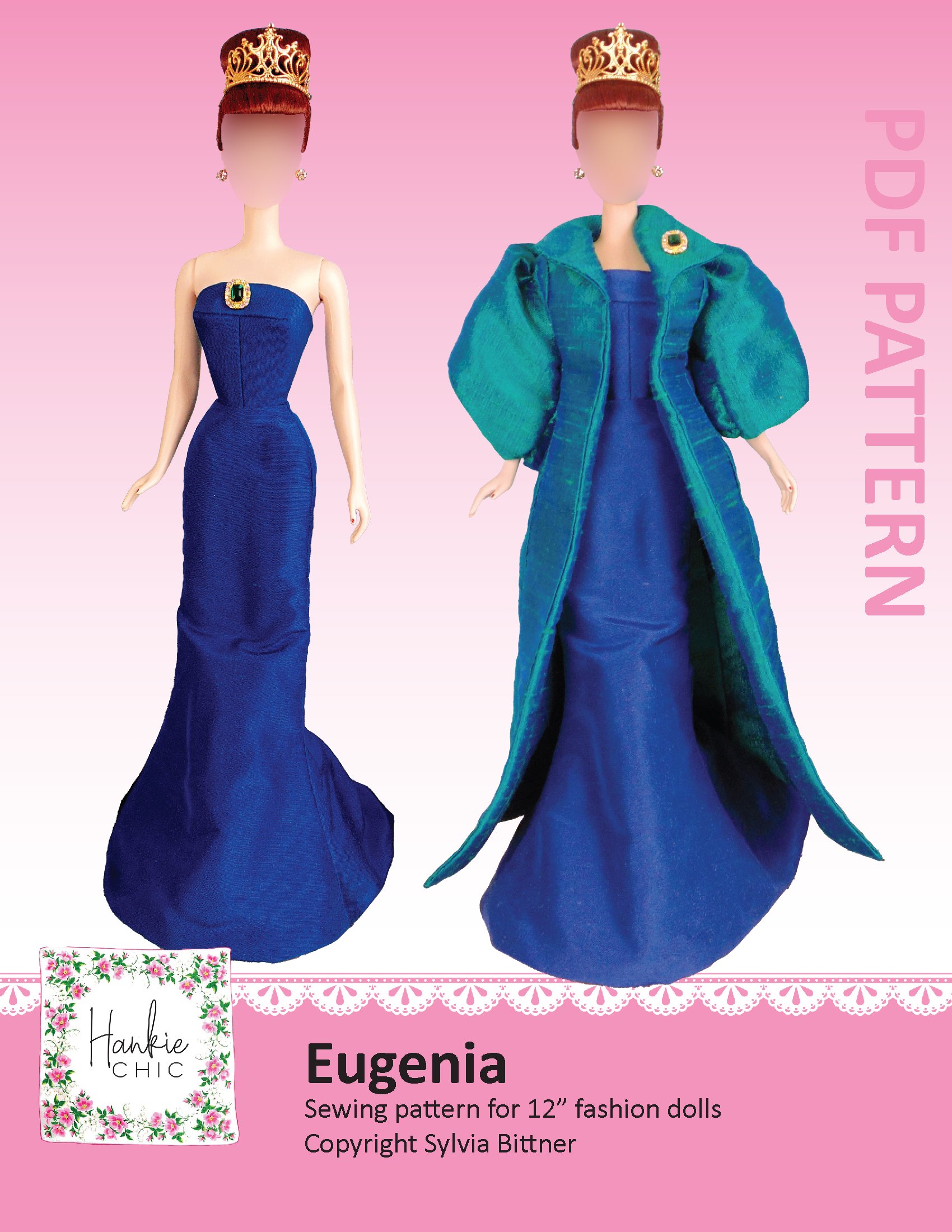Eugenia sewing pattern for 12" fashion dolls product image (1)