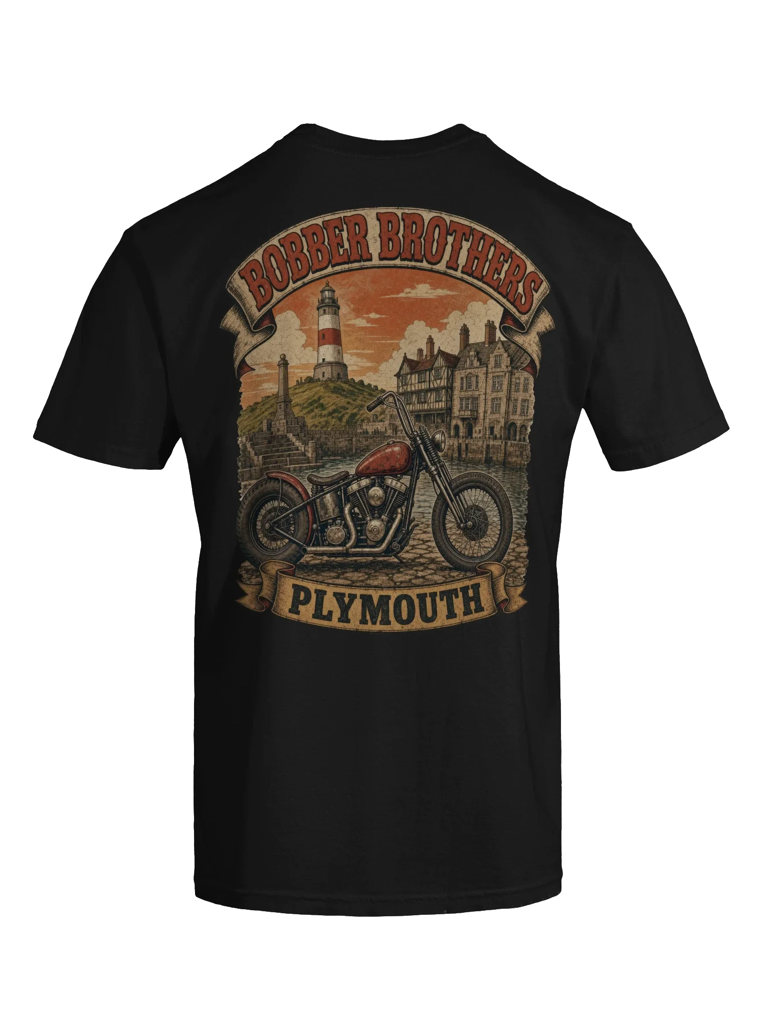 Plymouth motorcycle t-shirt design by Bobber Brothers
