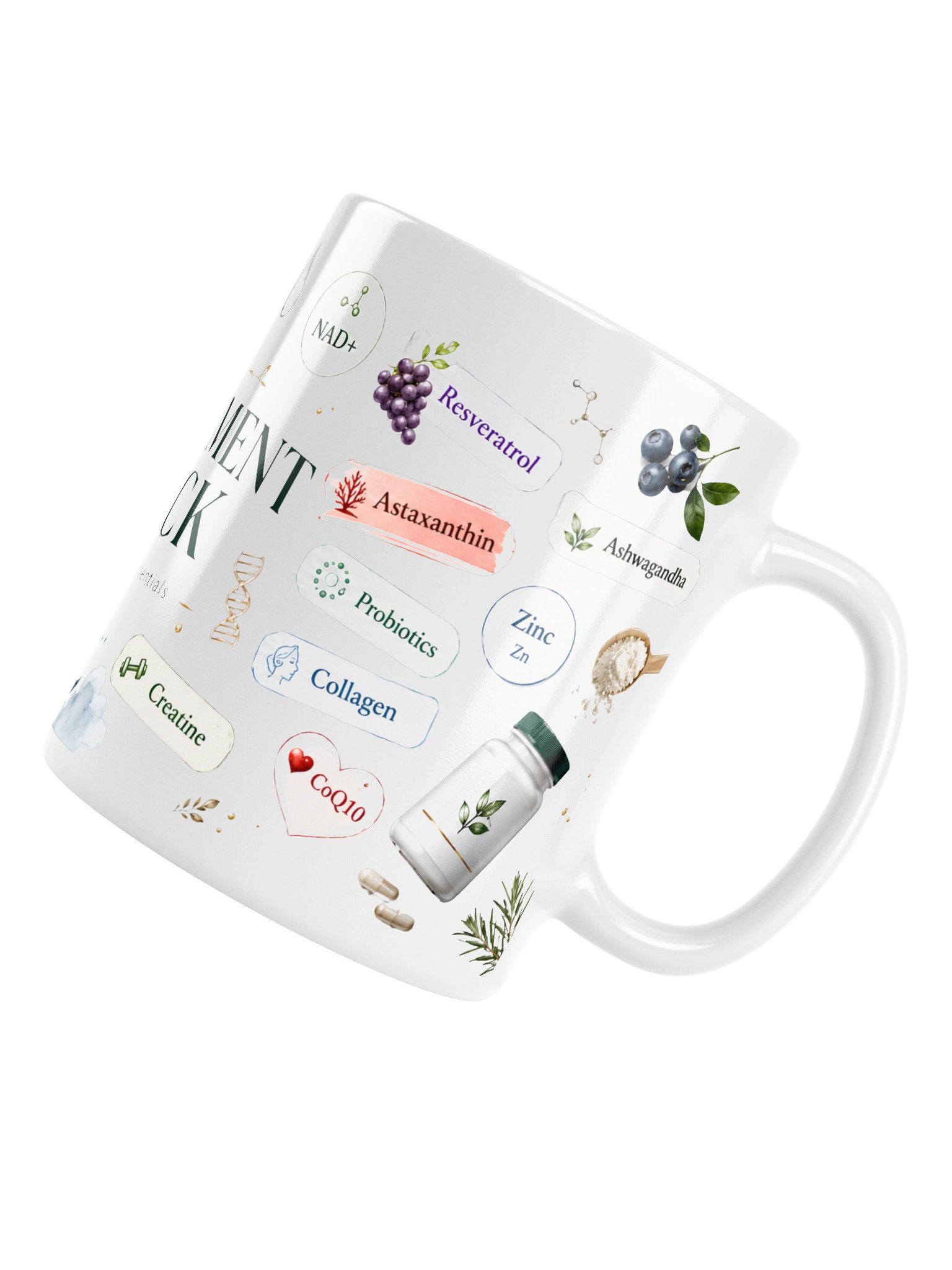 Wellness supplement mug gift for vitamin lovers biohackers and gym fans