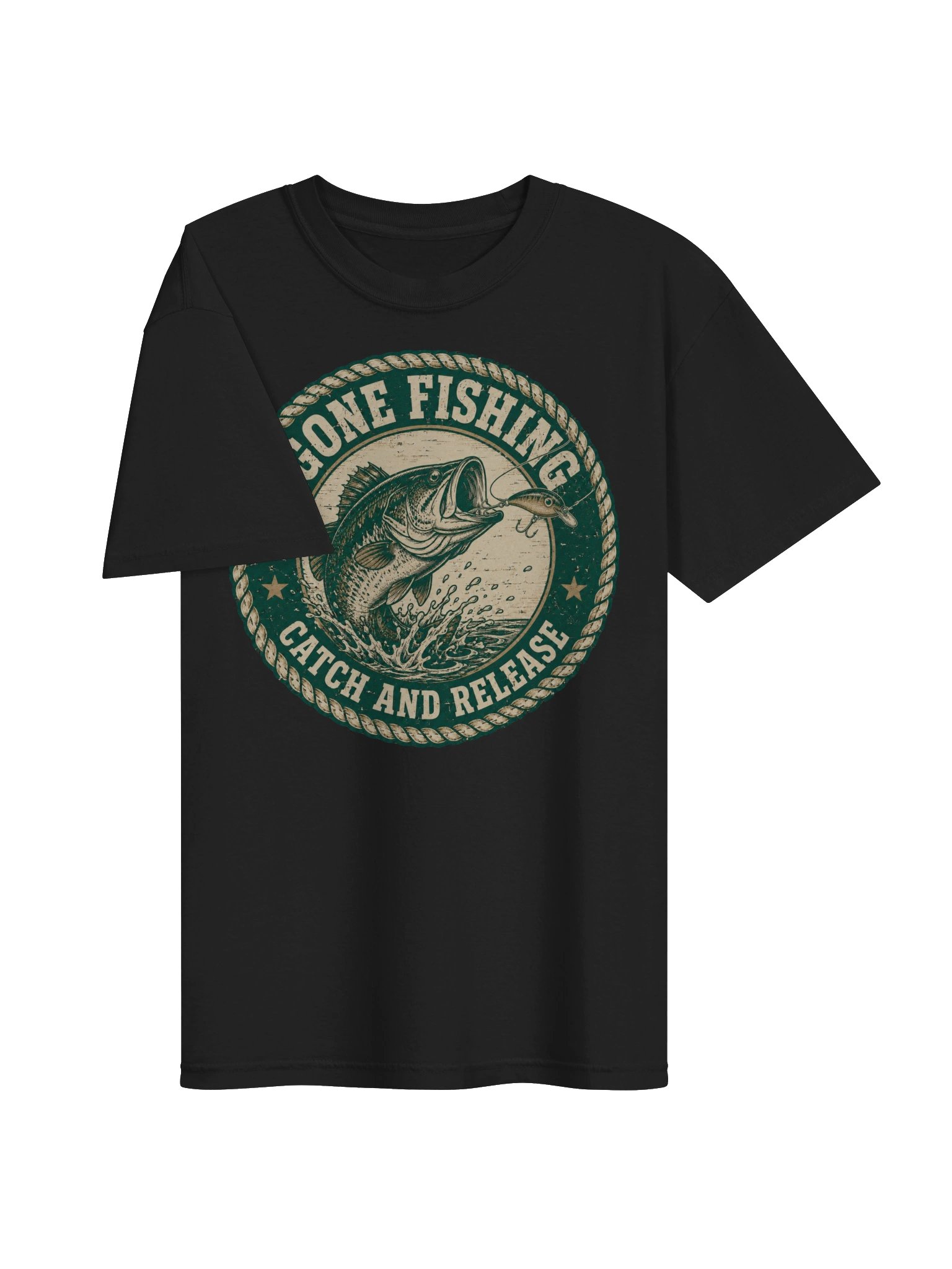 Gone Fishing T-Shirt | Vintage Bass Fishing Graphic Tee Gift for Fishermen product image (3)