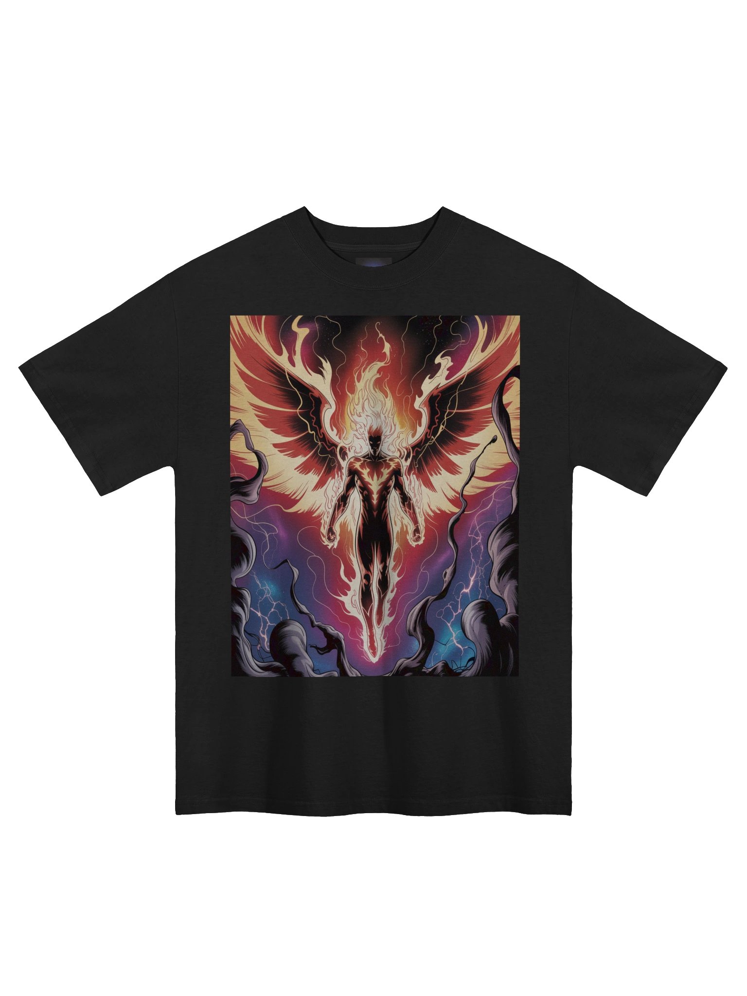 Dark Phoenix Celestial Inferno Oversized Faded T-Shirt – Flame Wing Fury product image (3)