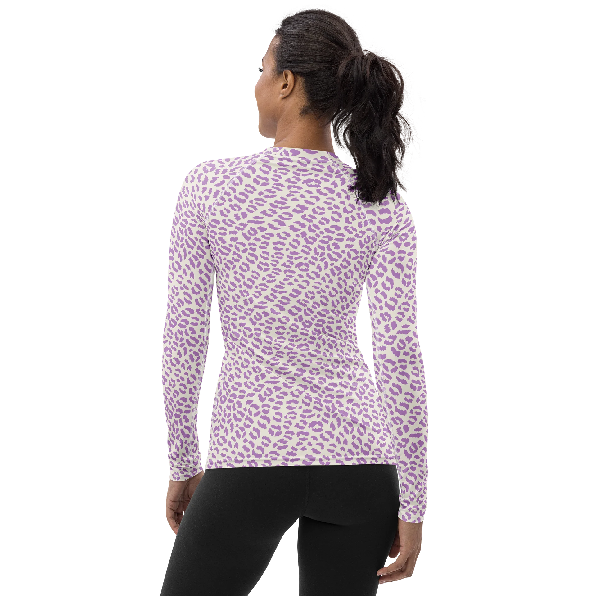 Trendy Purple Leopard Print Women's Rash Guard product image (2)
