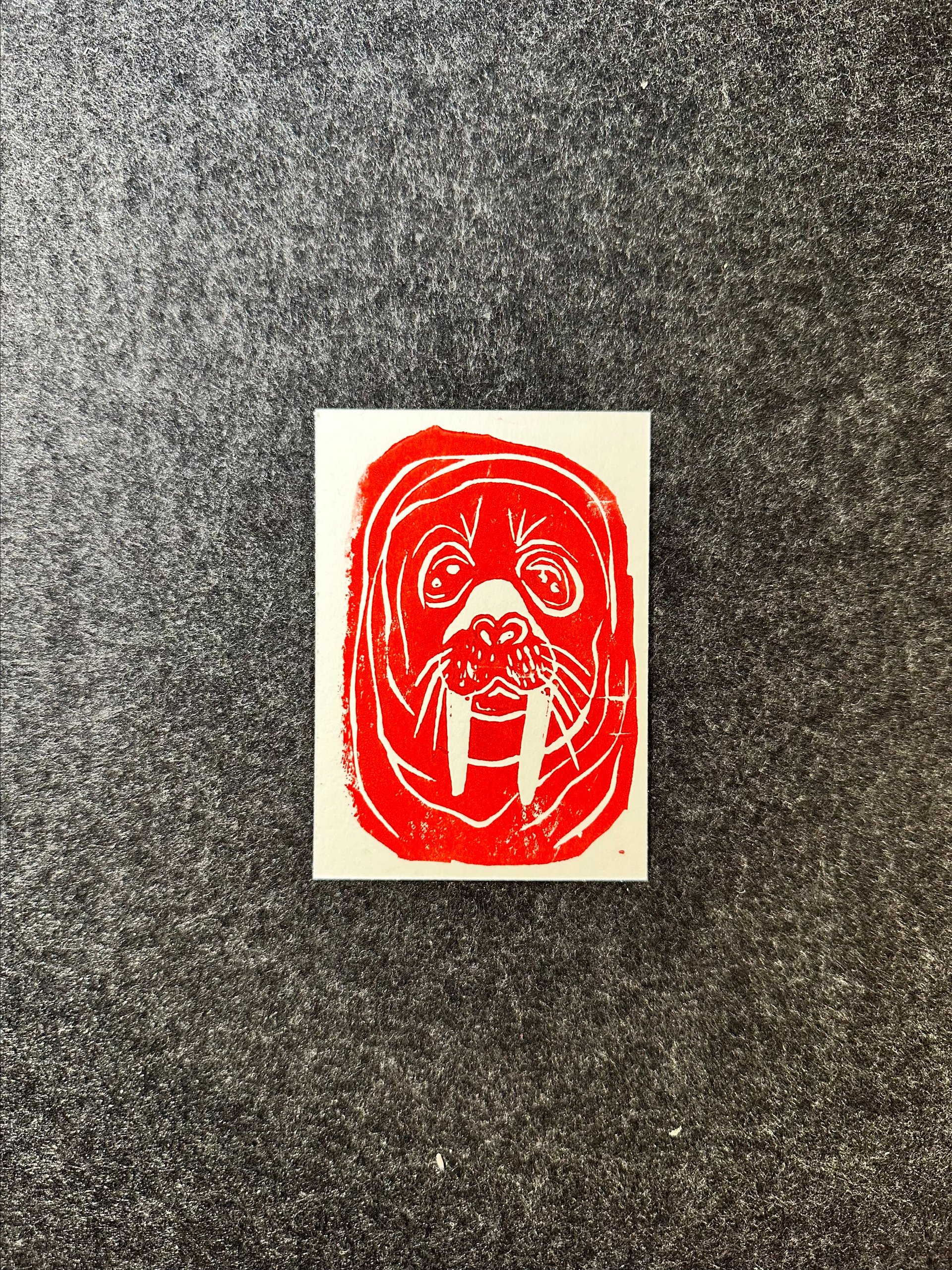 Big Red Linocut ACEO product image (2)