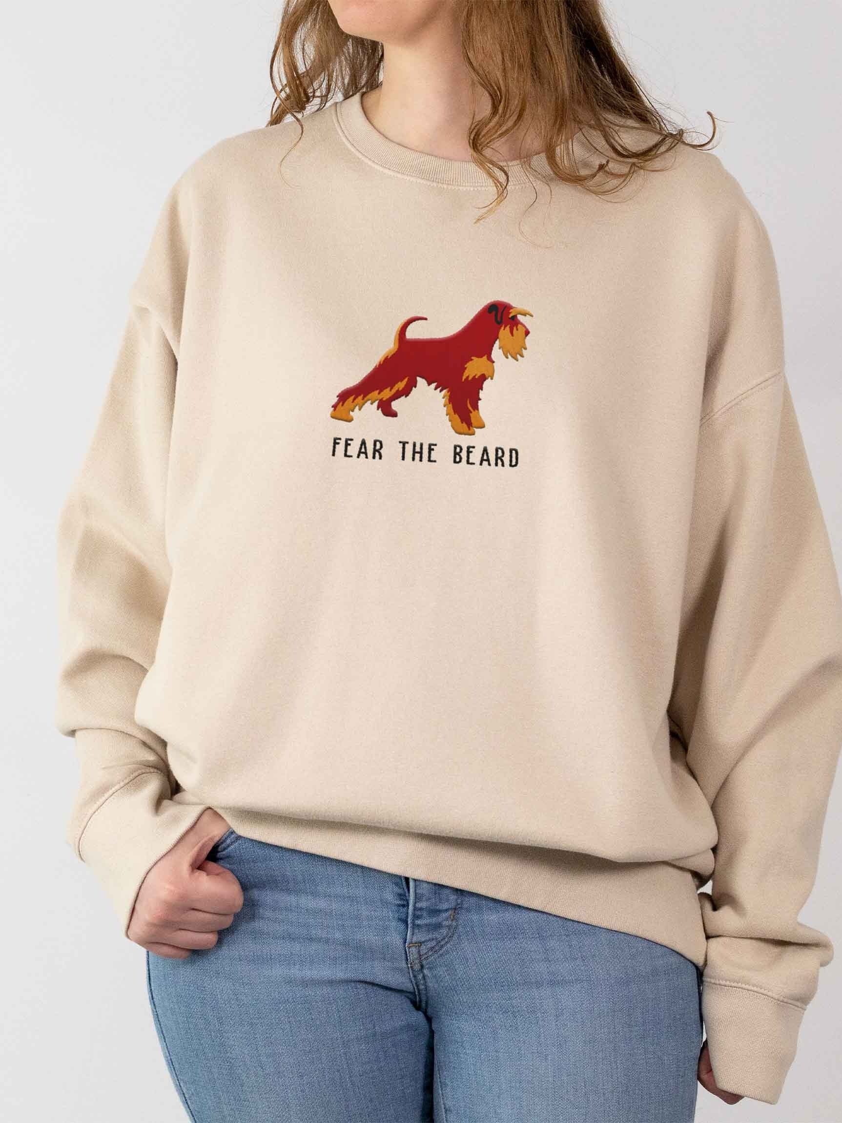 Fear the Beard Sweatshirt (Embroidered) of a Miniature Schnauzer(Liver & Tan) product image (2)