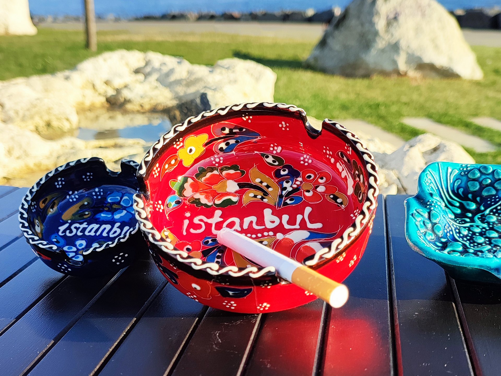 Handmade Red Ceramic Ashtray (Red) - Turkish Iznik Style Decor, 10 cm — handmade pottery, handmade ceramic, home decor, handmade gift product image (4)