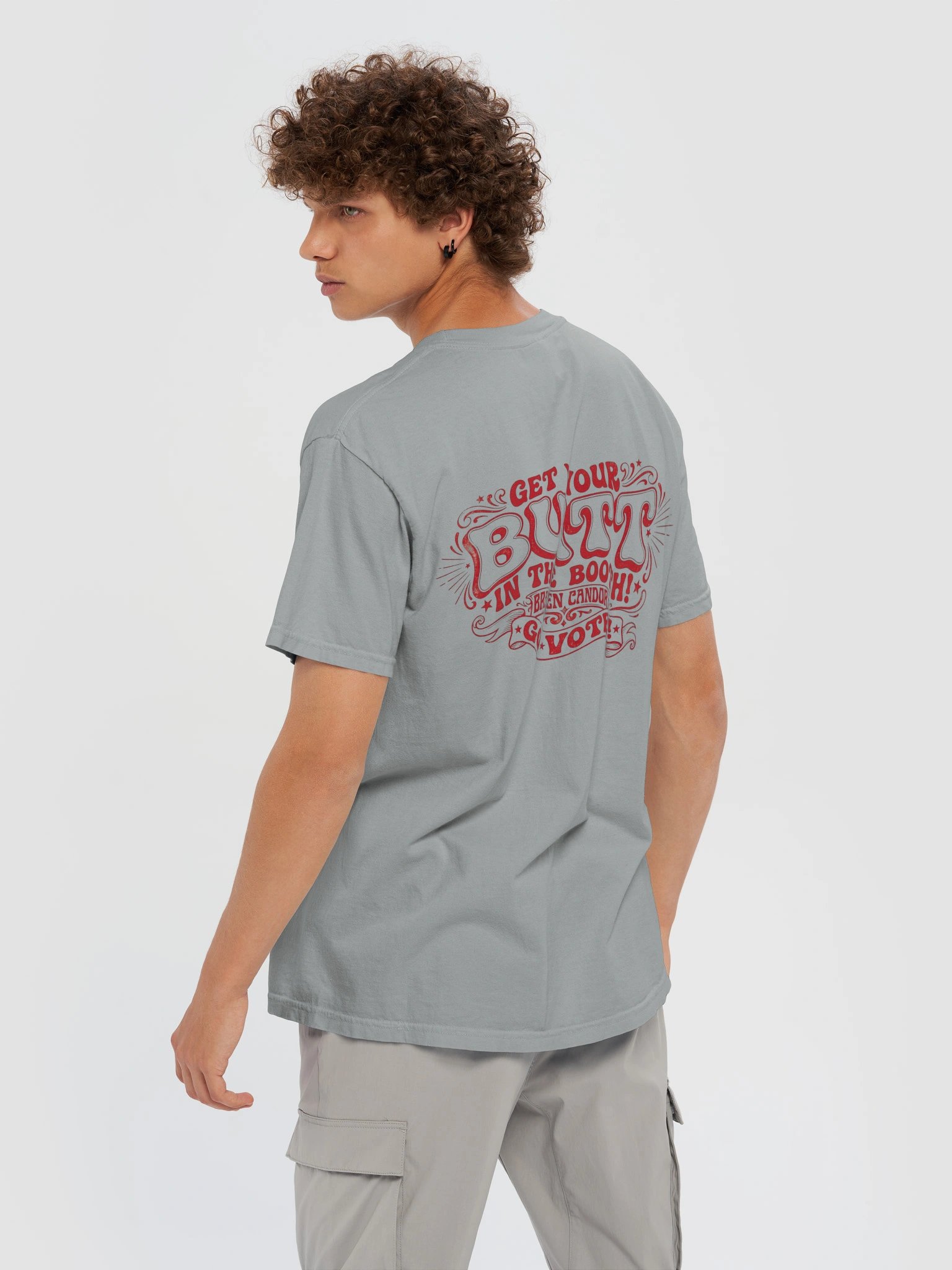 Brazen Candor – Get Your Butt in the Booth! T-Shirt - Gray - Vote Red product image (4)