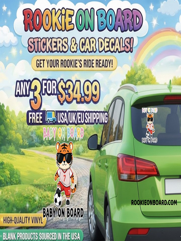 Funny Tiger Soccer Baby on Board Sticker - 5x5 Weatherproof Vinyl Car Decal - Cute Tiger Soccer Mom and Soccer Dad Gift product image (2)