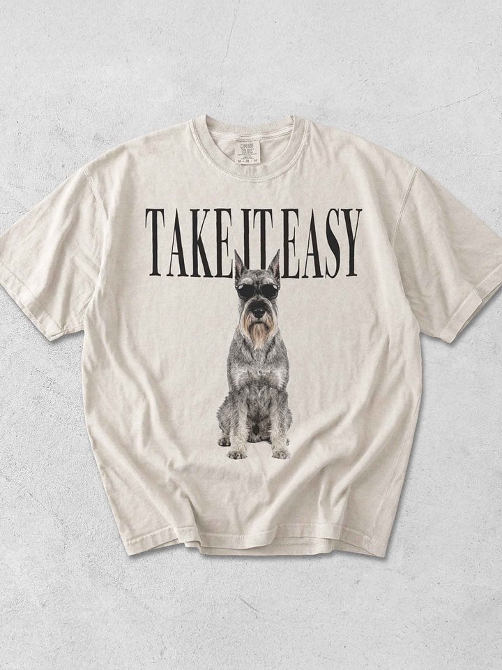 Take It Easy '90s Pop Vintage-Style T-Shirt for Standard Schnauzer(Salt & Pepper, Cropped Ears) Owner product image (1)
