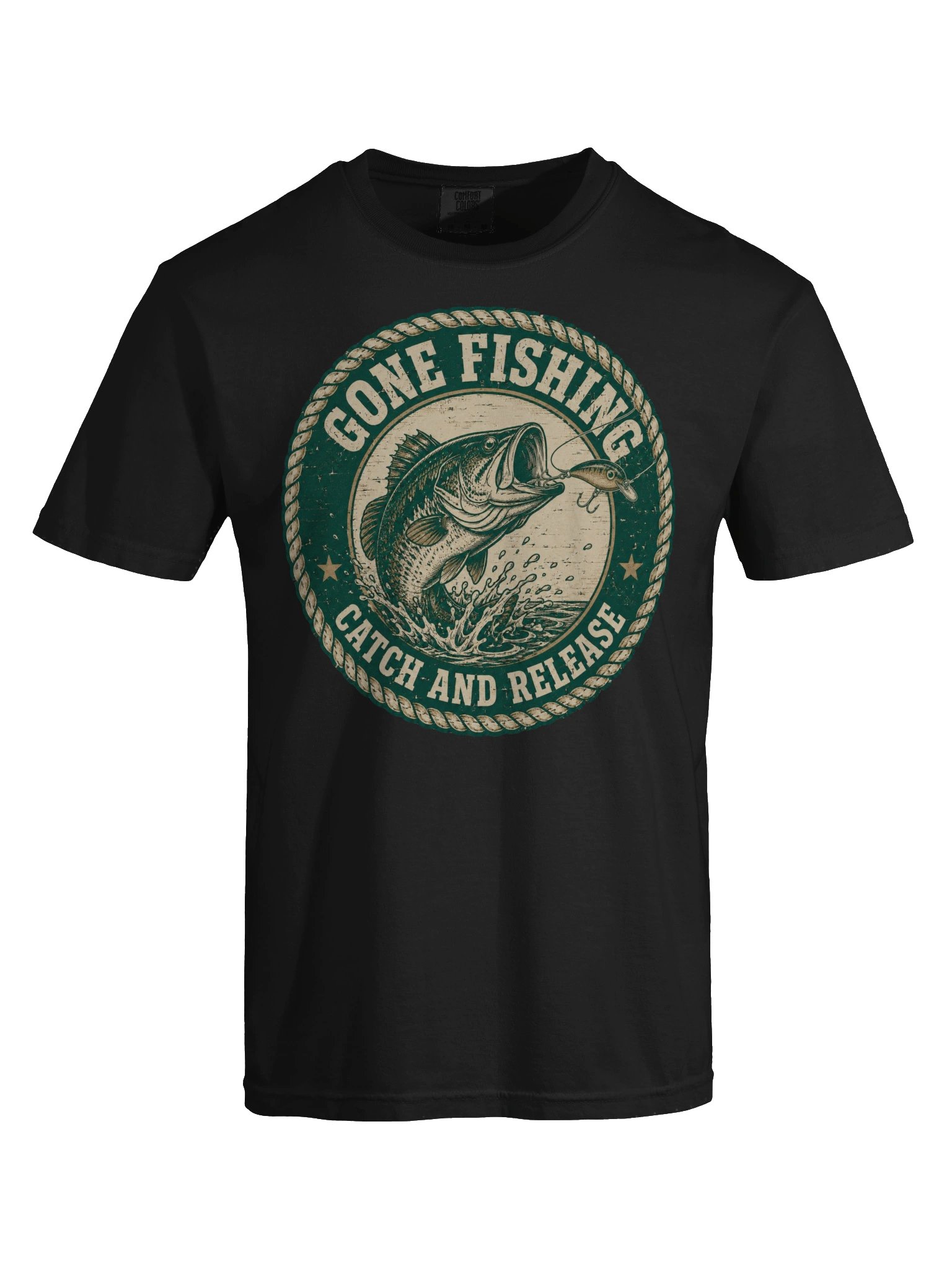Gone Fishing T-Shirt | Vintage Bass Fishing Graphic Tee Gift for Fishermen product image (5)