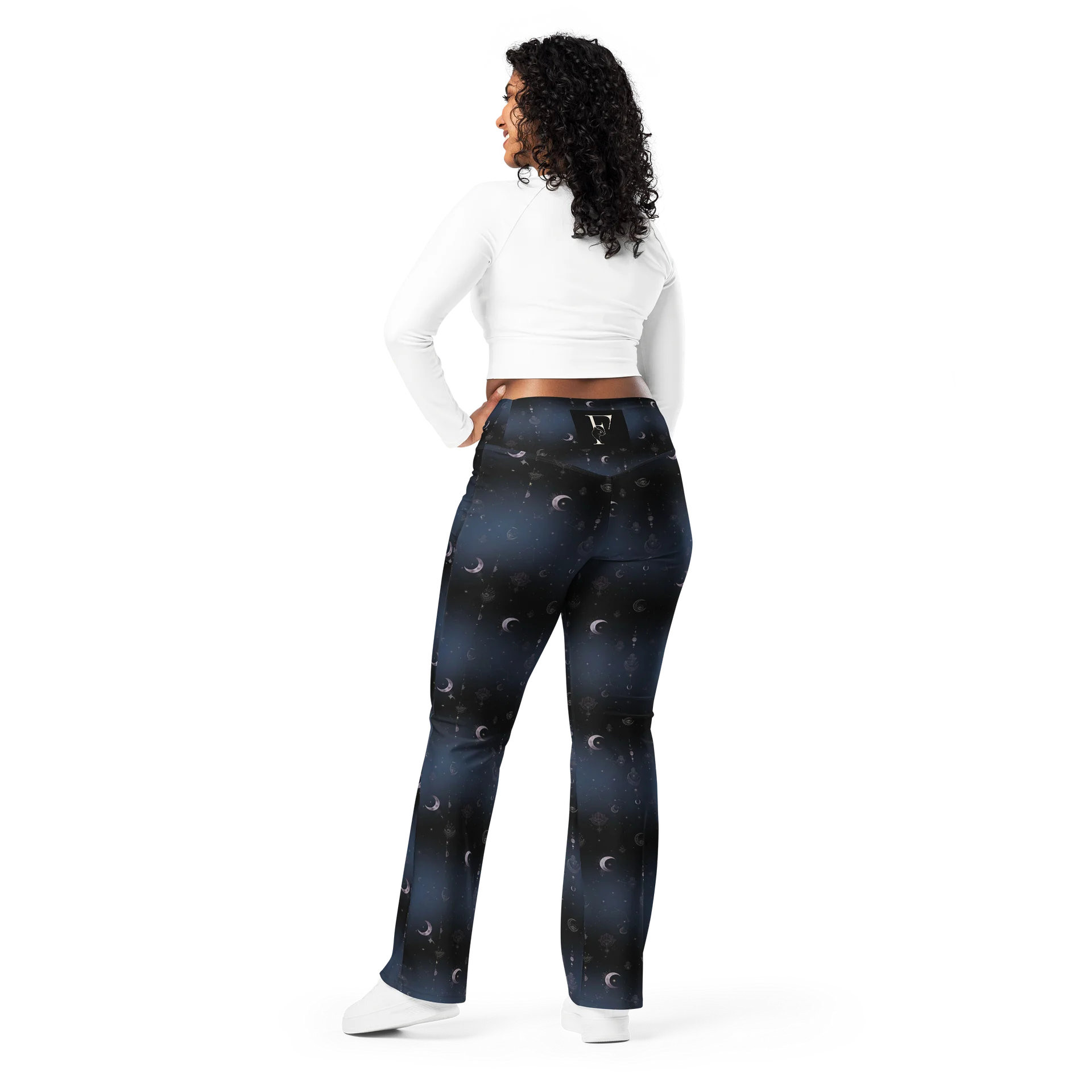 Lunar Eclipse Women’s Celestial Flared Leggings | Luxury Yoga Pants product image (2)