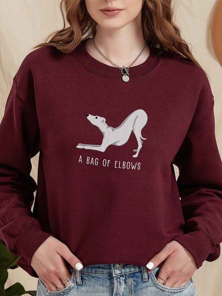 A Bag of Elbows Sweatshirt (Embroidered) of an Italian Greyhound(White) product image (2)