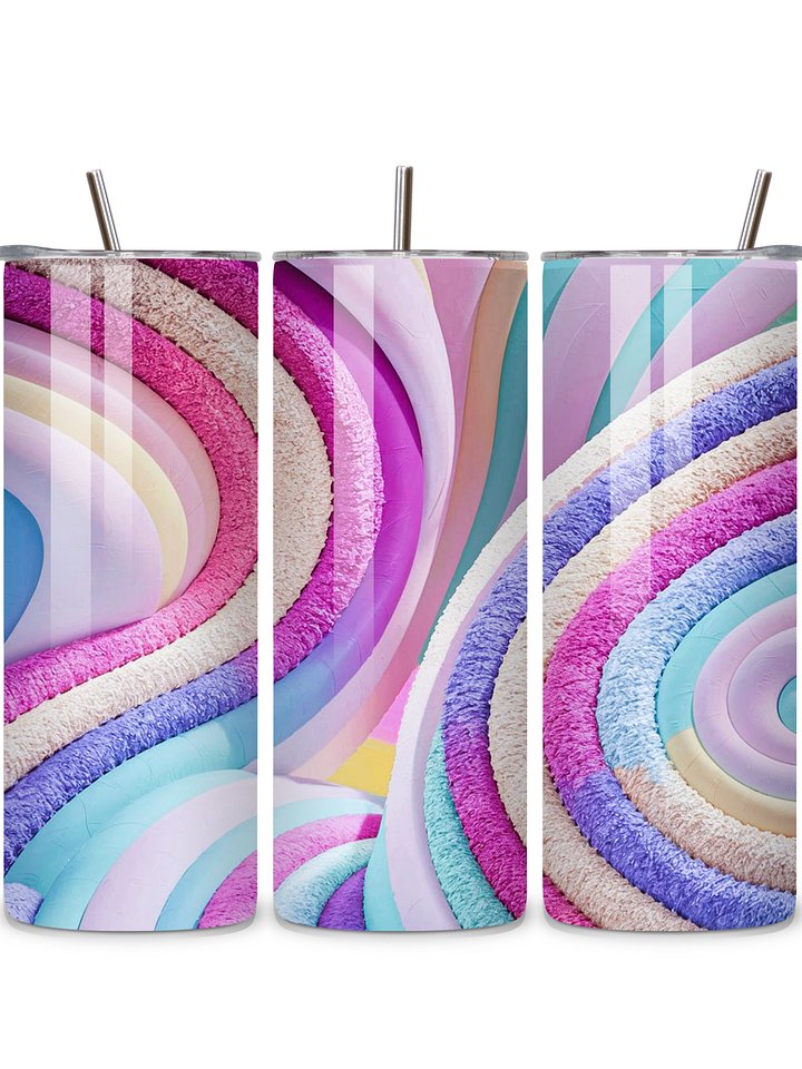 Pastel Swirl 20oz Skinny Tumbler with Metal Straw – Vibrant Abstract Rainbow Design – Double-Walled Insulated Stainless Steel Tumbler for Hot & Cold Drinks, Gift for Color Lovers product image (1)