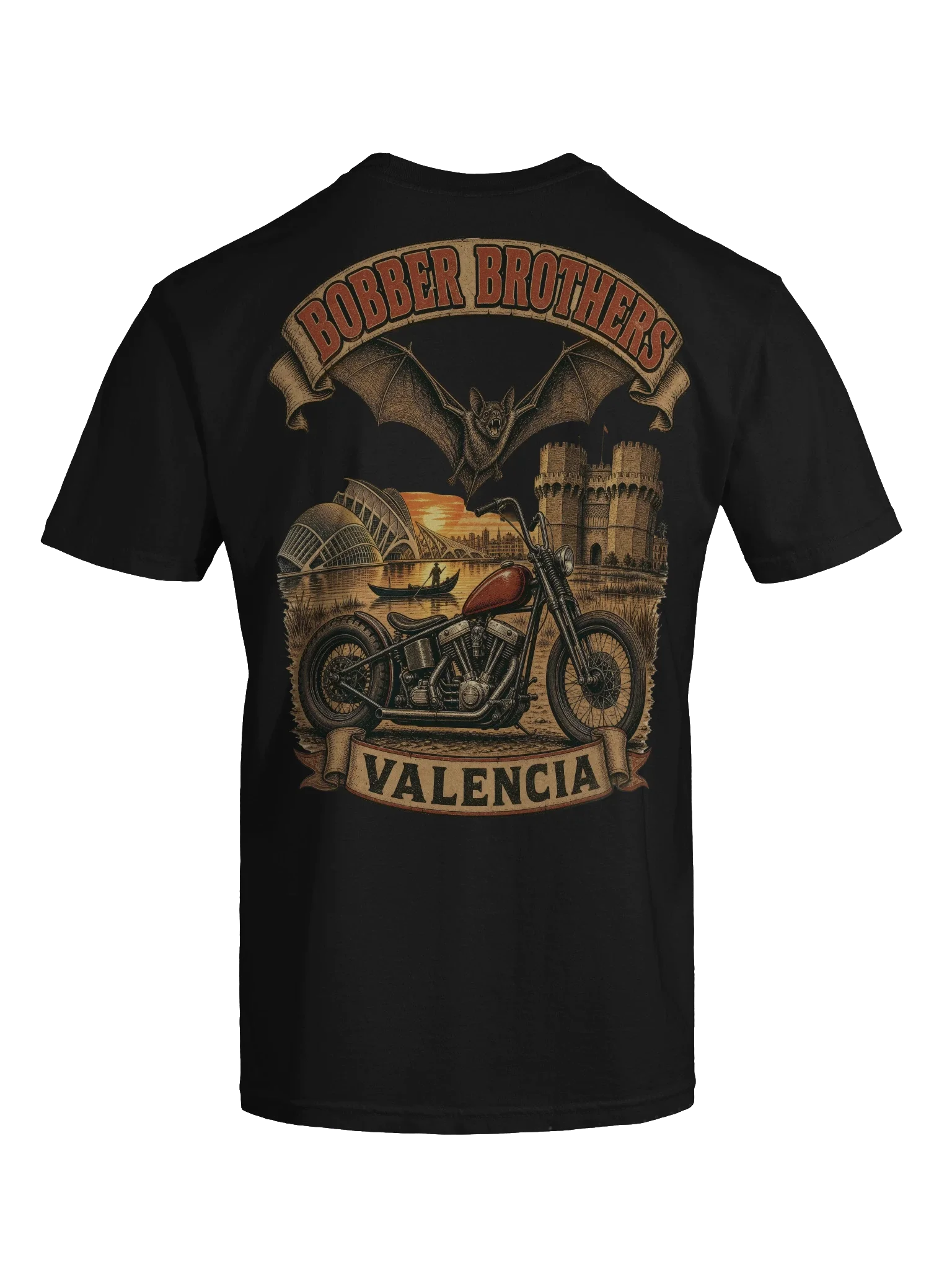 Valencia motorcycle t-shirt design by Bobber Brothers