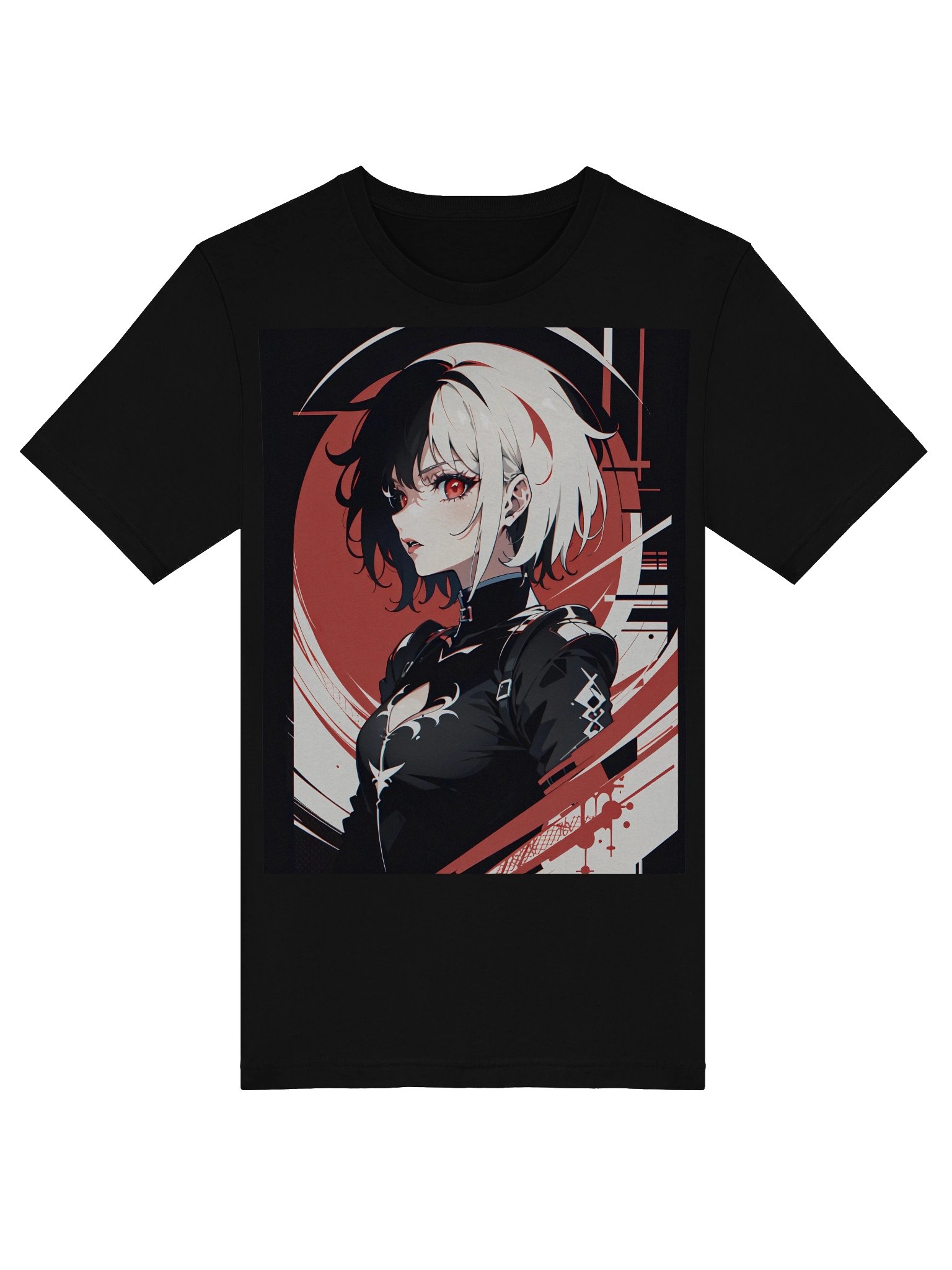 Crimson Gaze Cyberpunk Rebel Anime Graphic T-Shirt product image (7)