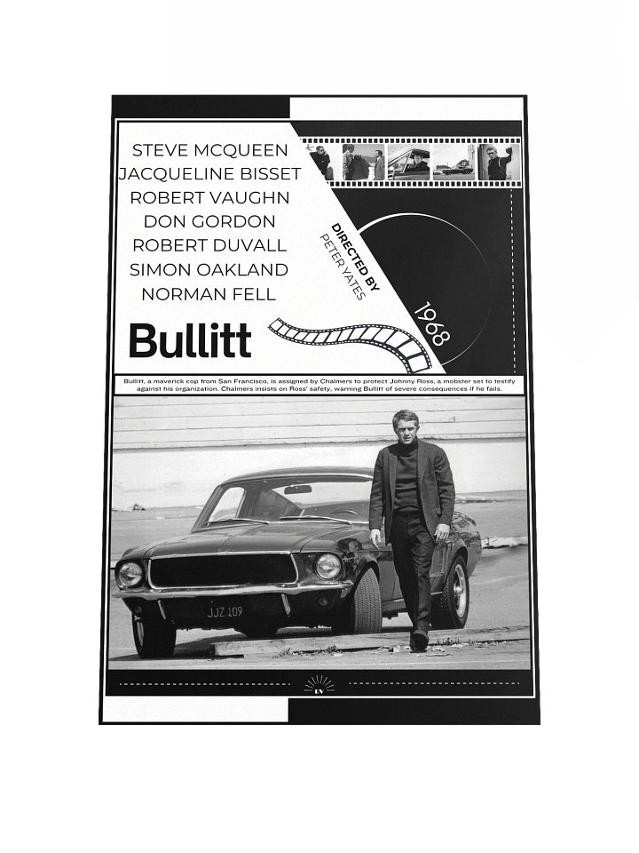 Bullitt with Steve McQueen 1968 | Movie Poster | 12x18 Wall Art product image (1)