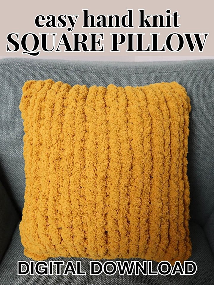 Hand Knit Square Throw Pillow (Digital PDF Pattern) product image (1)