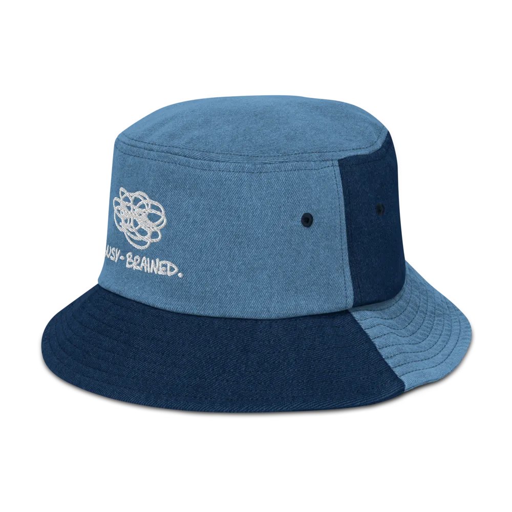 BUSY-BRAINED (white) embroidered denim bucket hat product image (11)