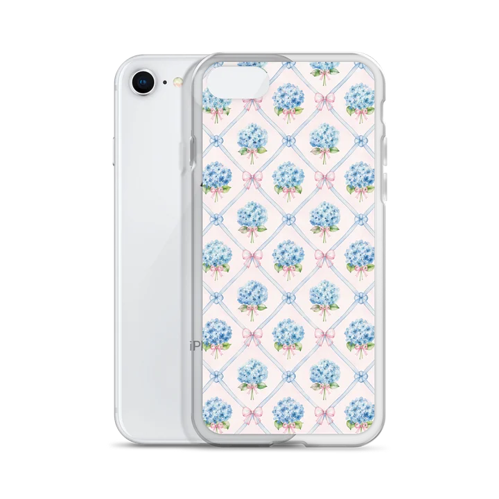 Blue Hydrangea Bow Clear iPhone Case product image (55)