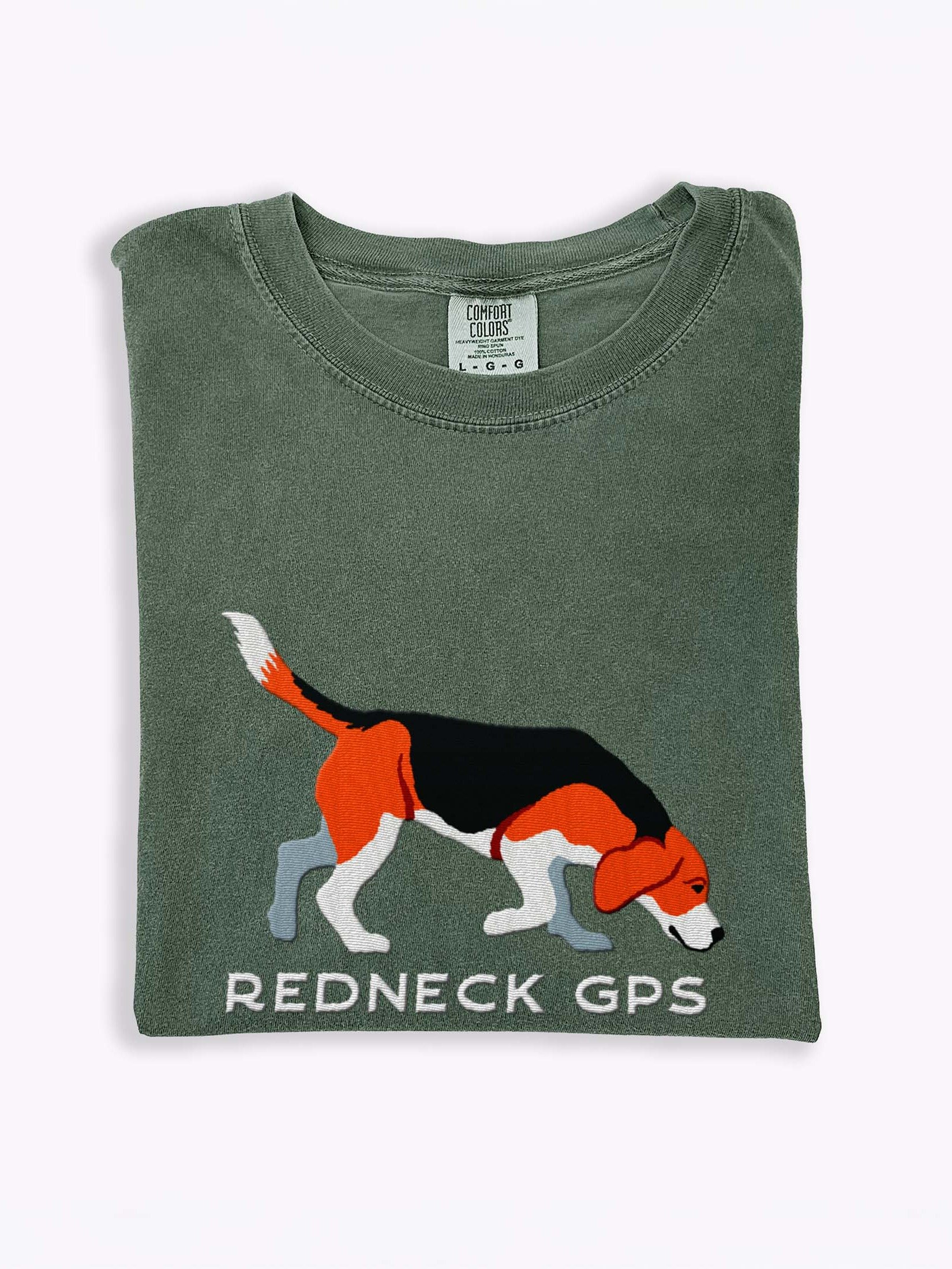 Redneck GPS T-Shirt(Embroidered) of a Beagle(Tricolor) product image (2)
