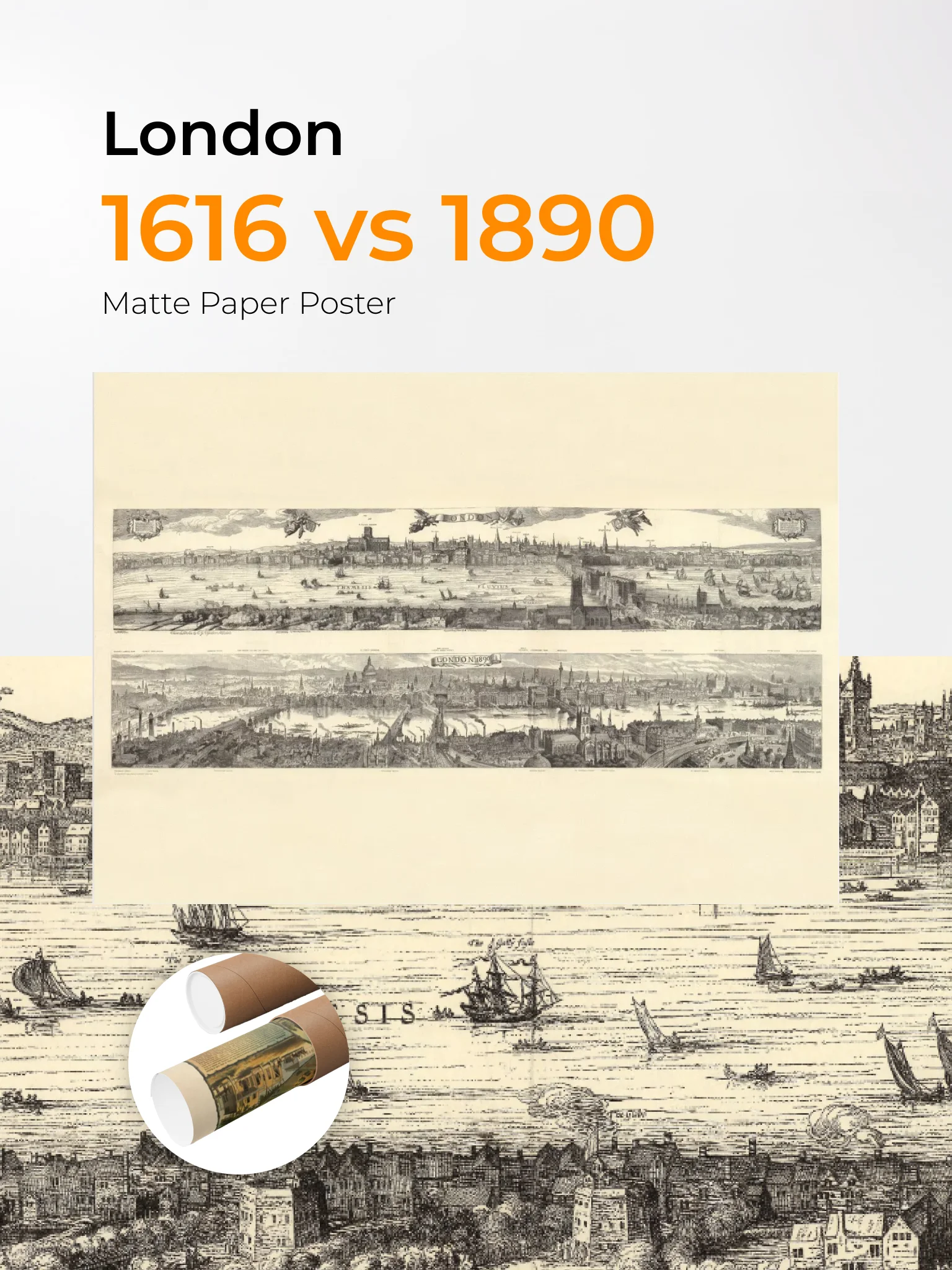 London 1616 vs. 1890 (Unframed Poster Print) product image (1)