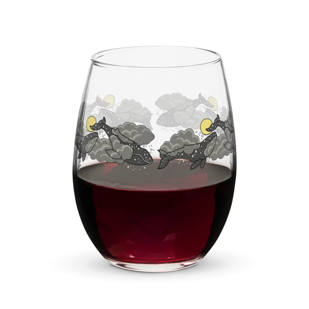 starry gray whale night sky stemless wine glass product image (5)