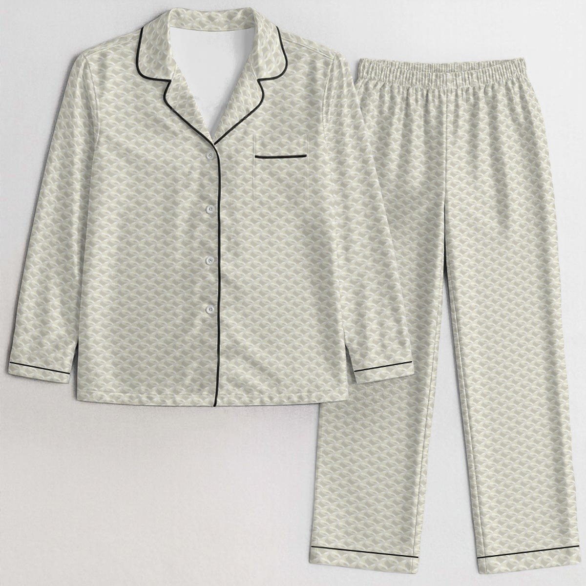 Ivory Geometric Satin Pajama Set product image (1)