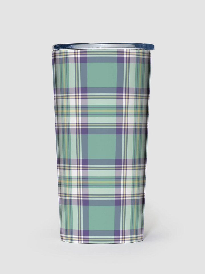 Light Green, Purple, & Yellow Plaid Travel Tumbler product image (2)
