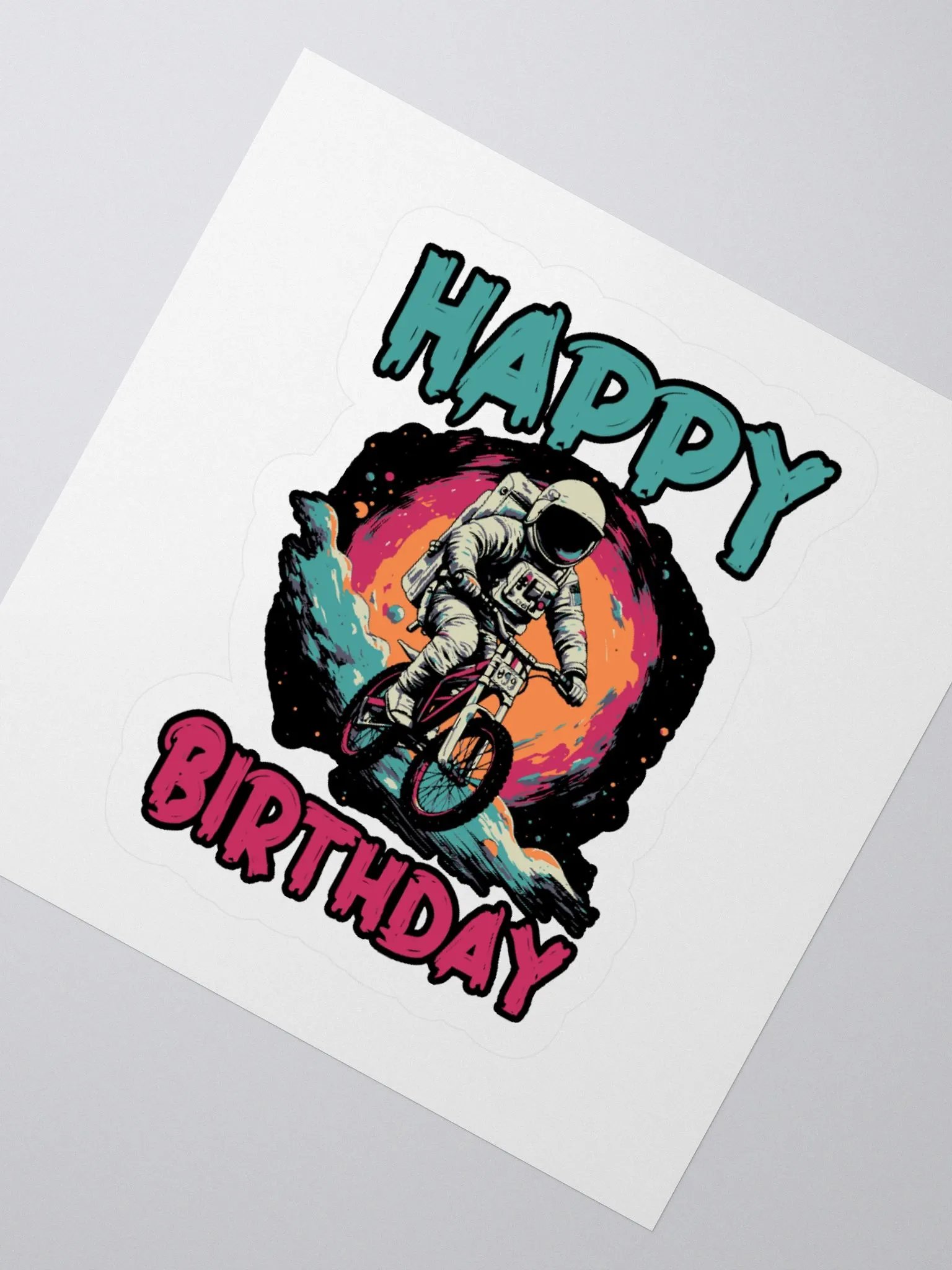 Happy Birthday (Astronaut on a Bike) Sticker product image (2)