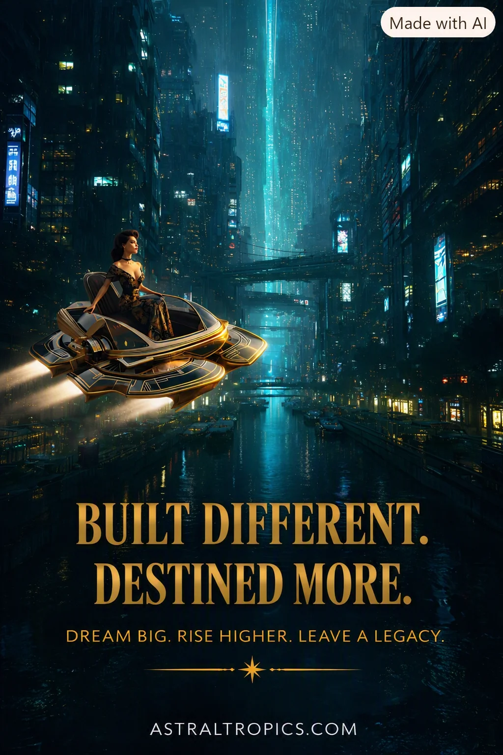Astral Tropics Futuristic Motivation Poster | Dream Big, Rise Higher, Leave a Legacy product image (1)