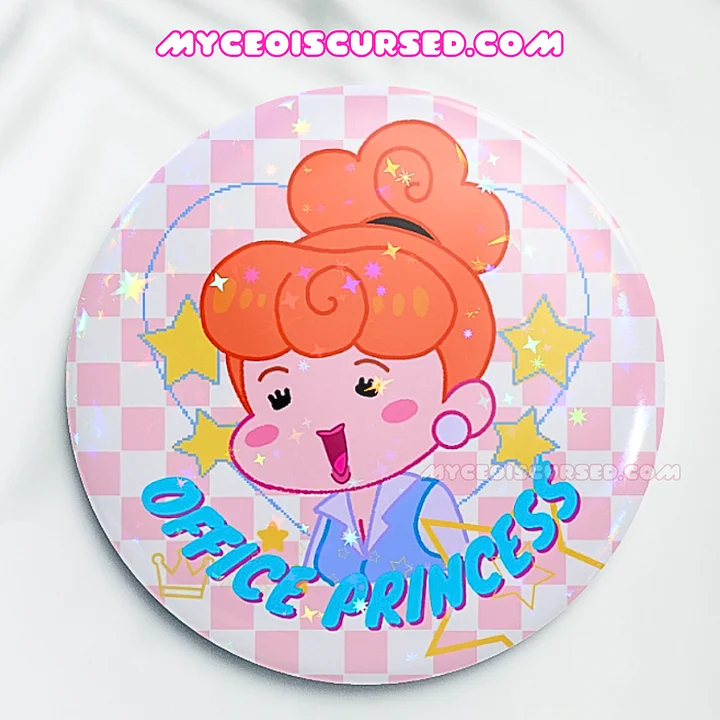 Office Princess - Holographic Button Badge 💙 product image (2)
