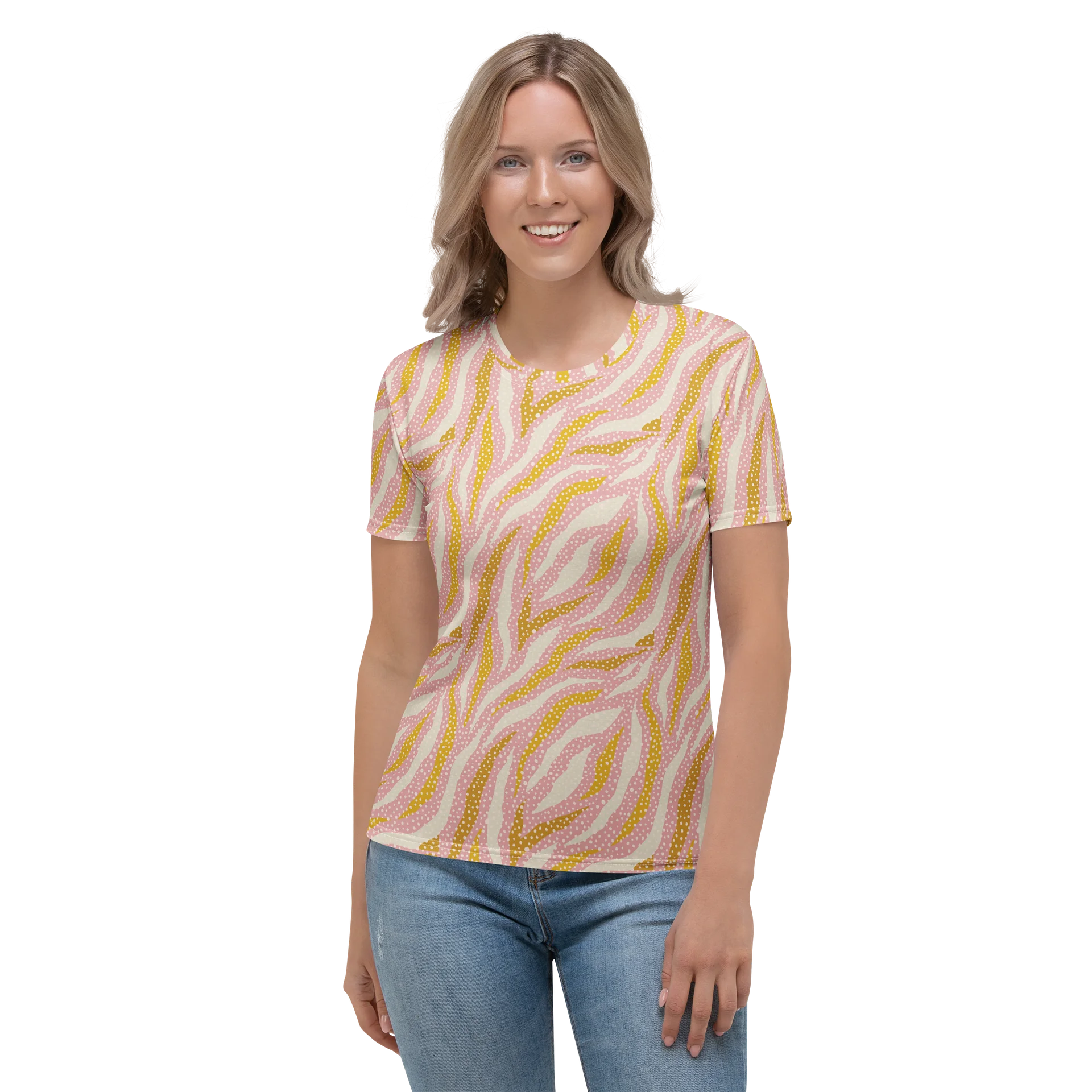Zebra Skin Women's Crew Neck T-Shirt with Colorful Polka Dots product image (1)