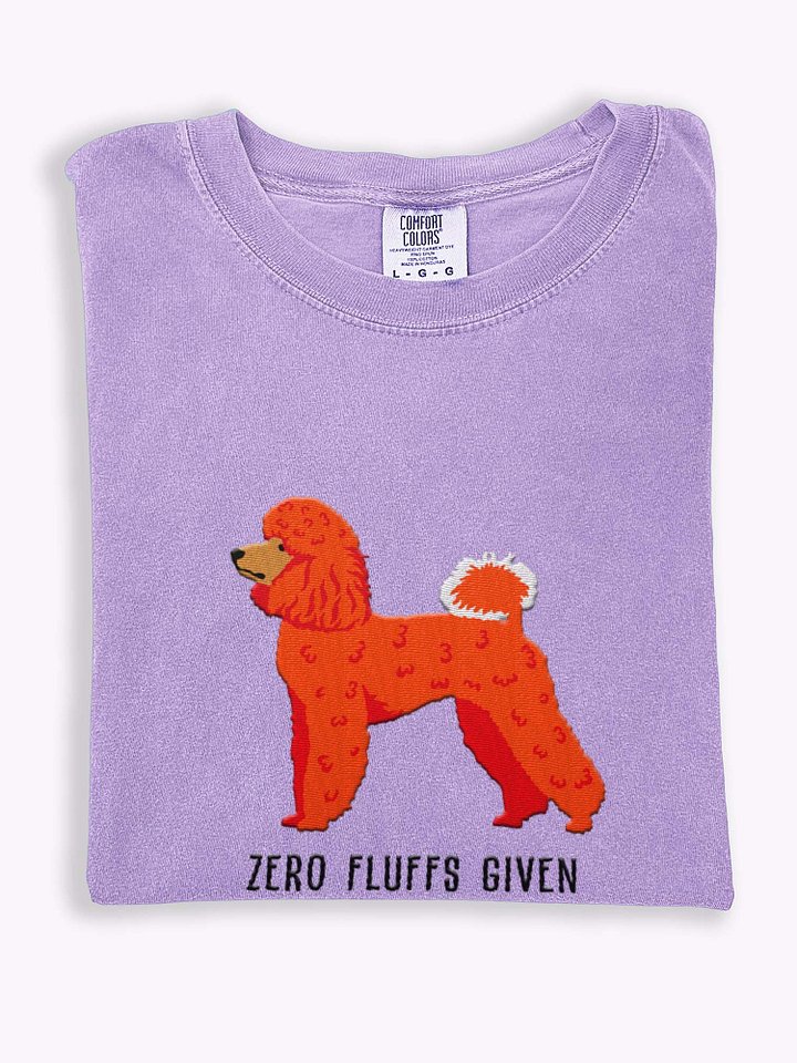 Zero Fluffs Given T-Shirt(Embroidered) of a Miniature Poodle(Red) product image (1)