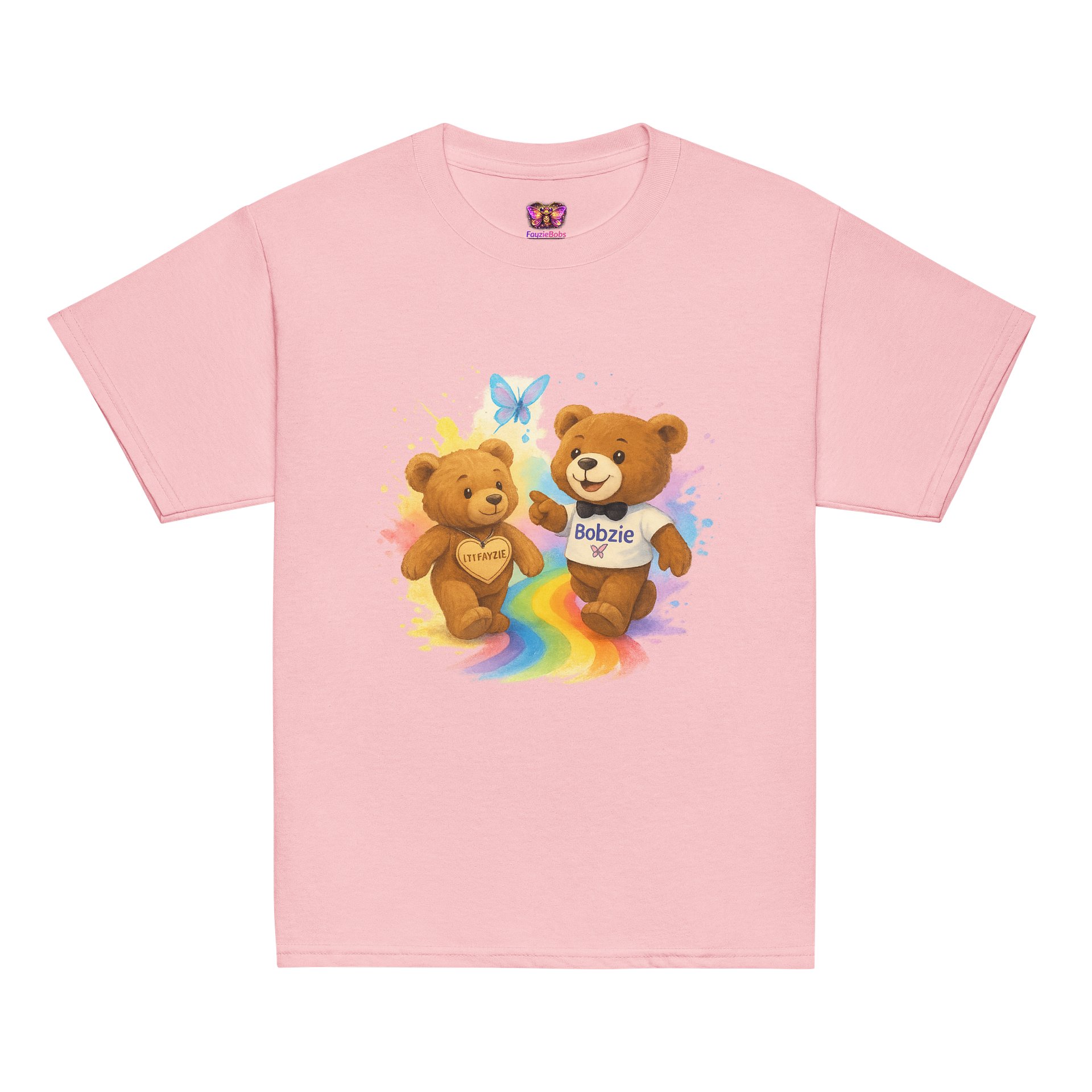 Fayzie & Bobzie – Follow Your Rainbow Pink Kids T-Shirt by FayzieBobs product image (2)