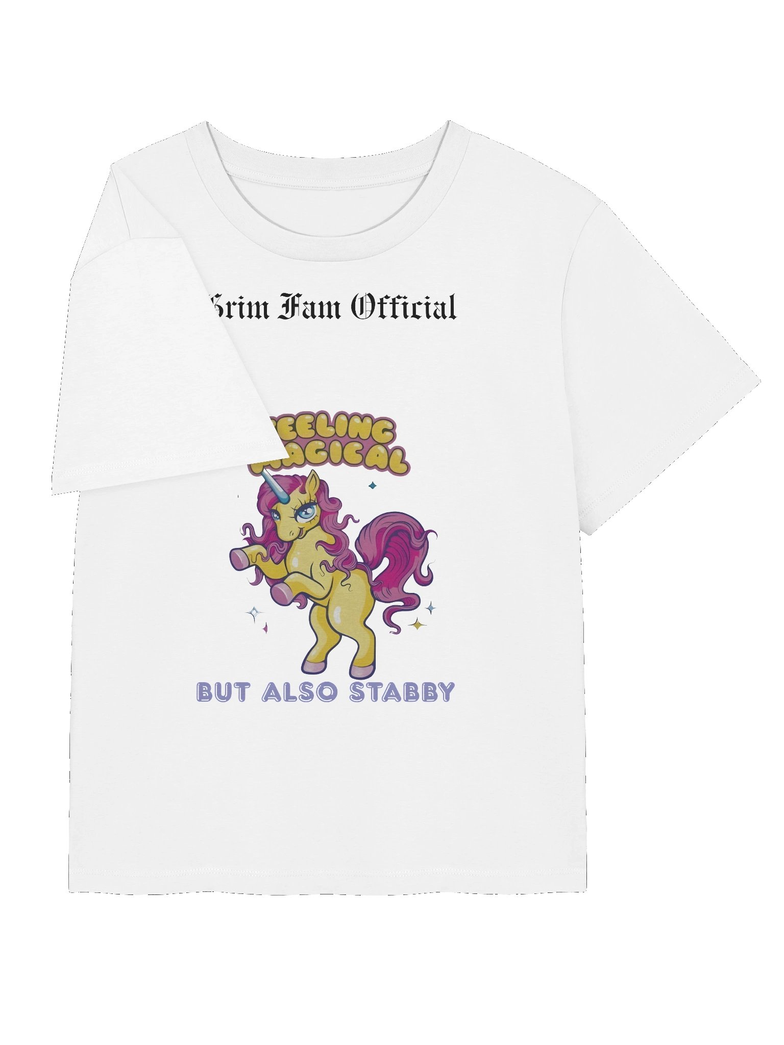 FEELING MAGICAL (BUT ALSO STABBY) – UNICORN CHAOS -Women's Organic Ribbed Neck T-Shirt #2 Black Text product image (3)