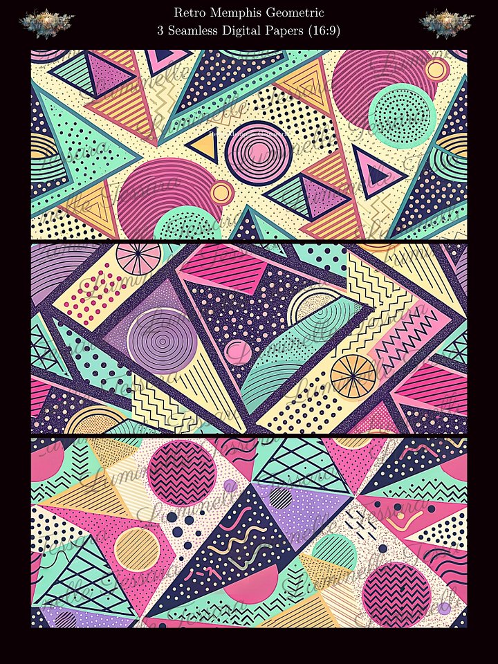 Retro Memphis Geometric – Digital Paper Bundle product image (1)