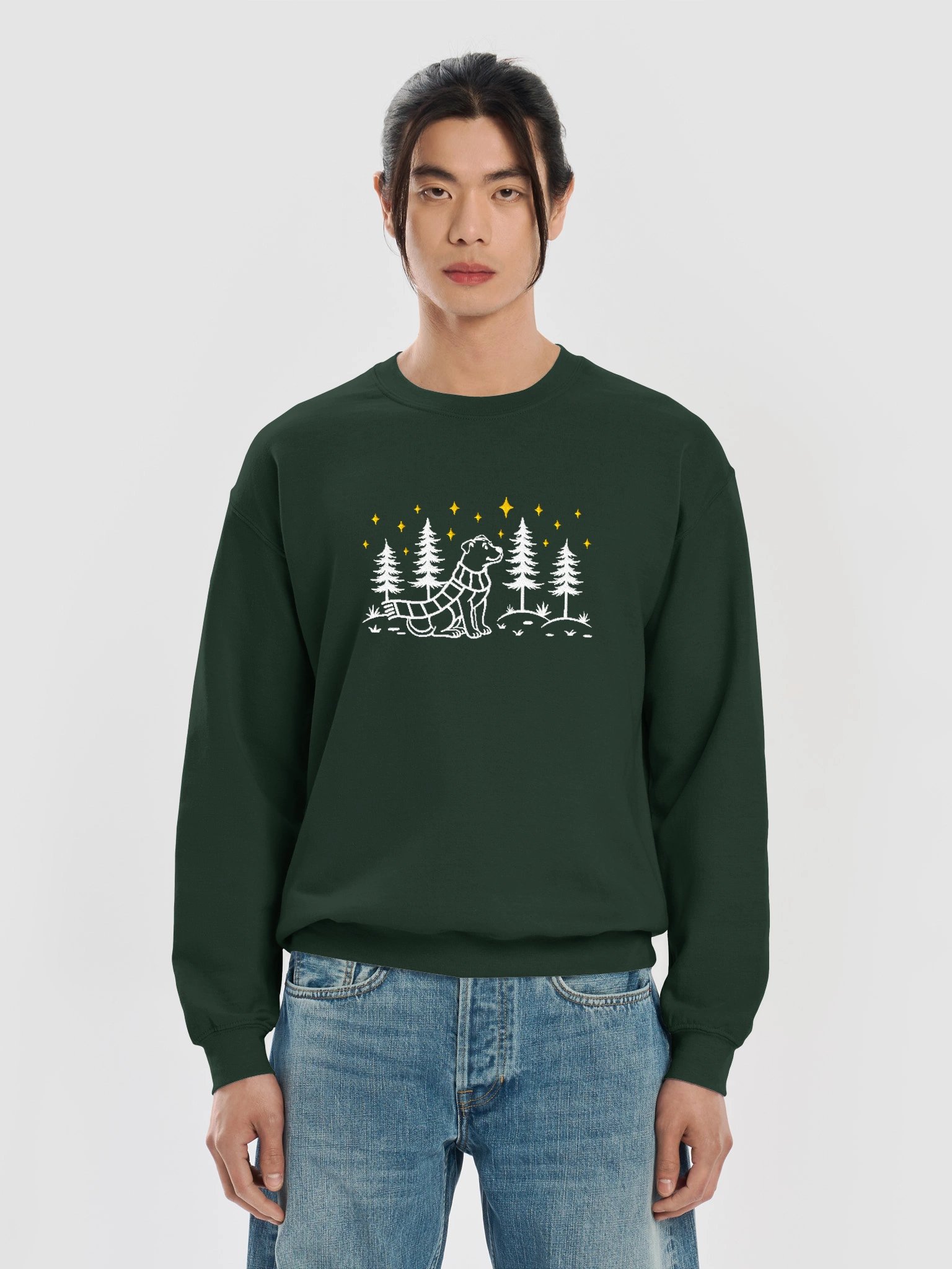 Pit Bull Terrier Winter/Christmas Line Art Design Embroidered Sweatshirt product image (21)