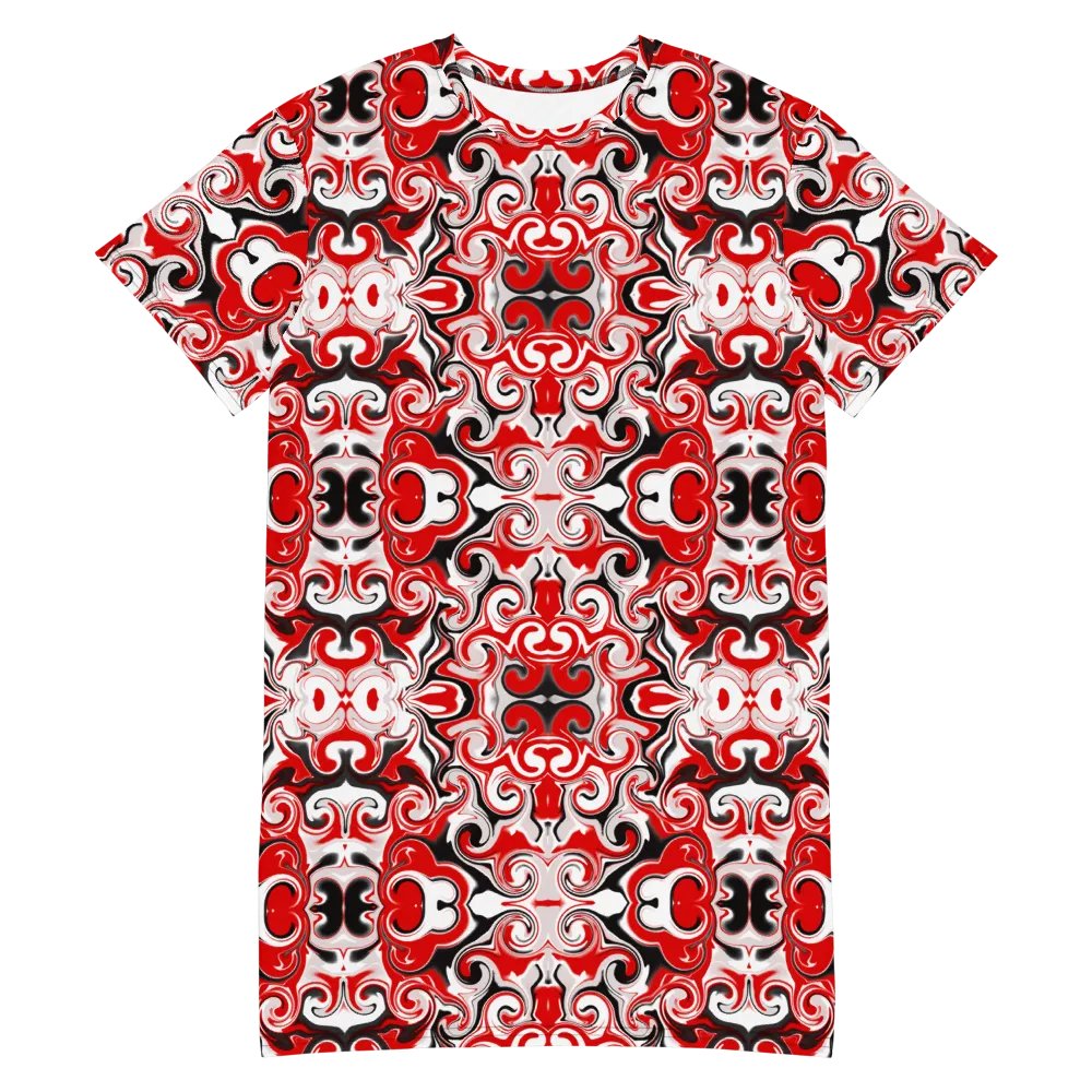 Red Abstract Swirls T-Shirt Dress product image (3)