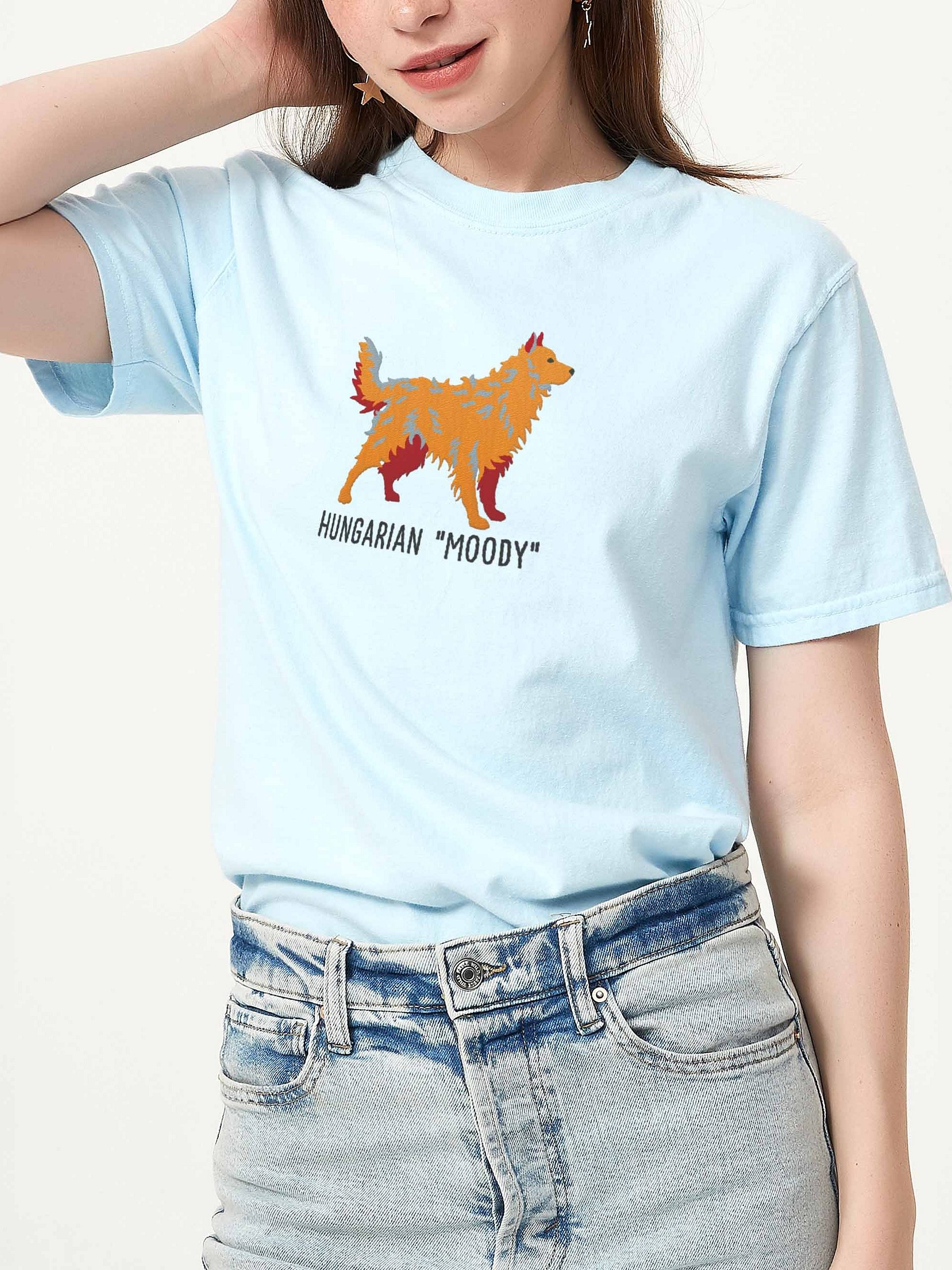 Hungarian Moody T-Shirt(Embroidered) of a Hungarian Mudi(Tan) product image (2)